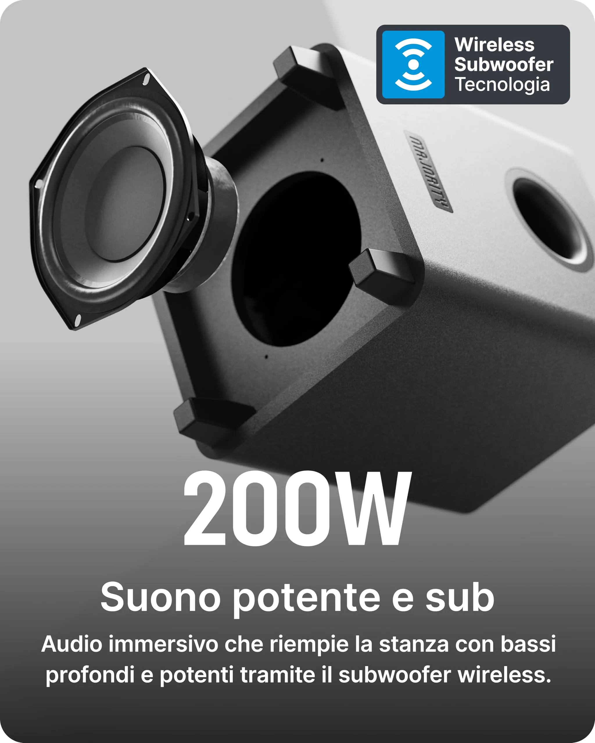 Majority Naga 40 Plus Soundbar 2.1 with Wireless Subwoofer, Bluetooth 5.0, HDMI ARC, 200W - immagine 2