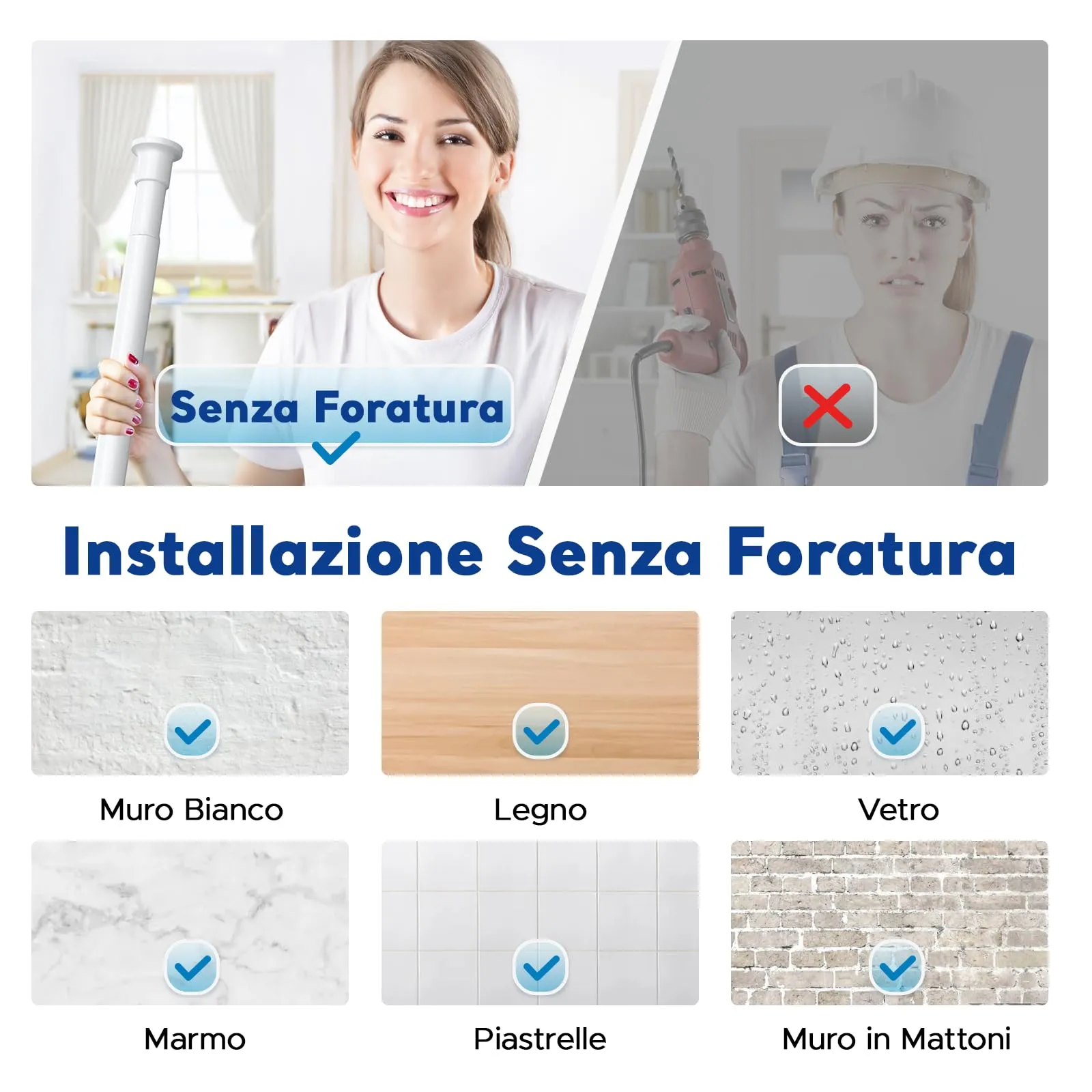 BSYXLSX Bastone Tenda a Pressione, Bianco, 71-215 cm, Ø 25 mm - immagine 4