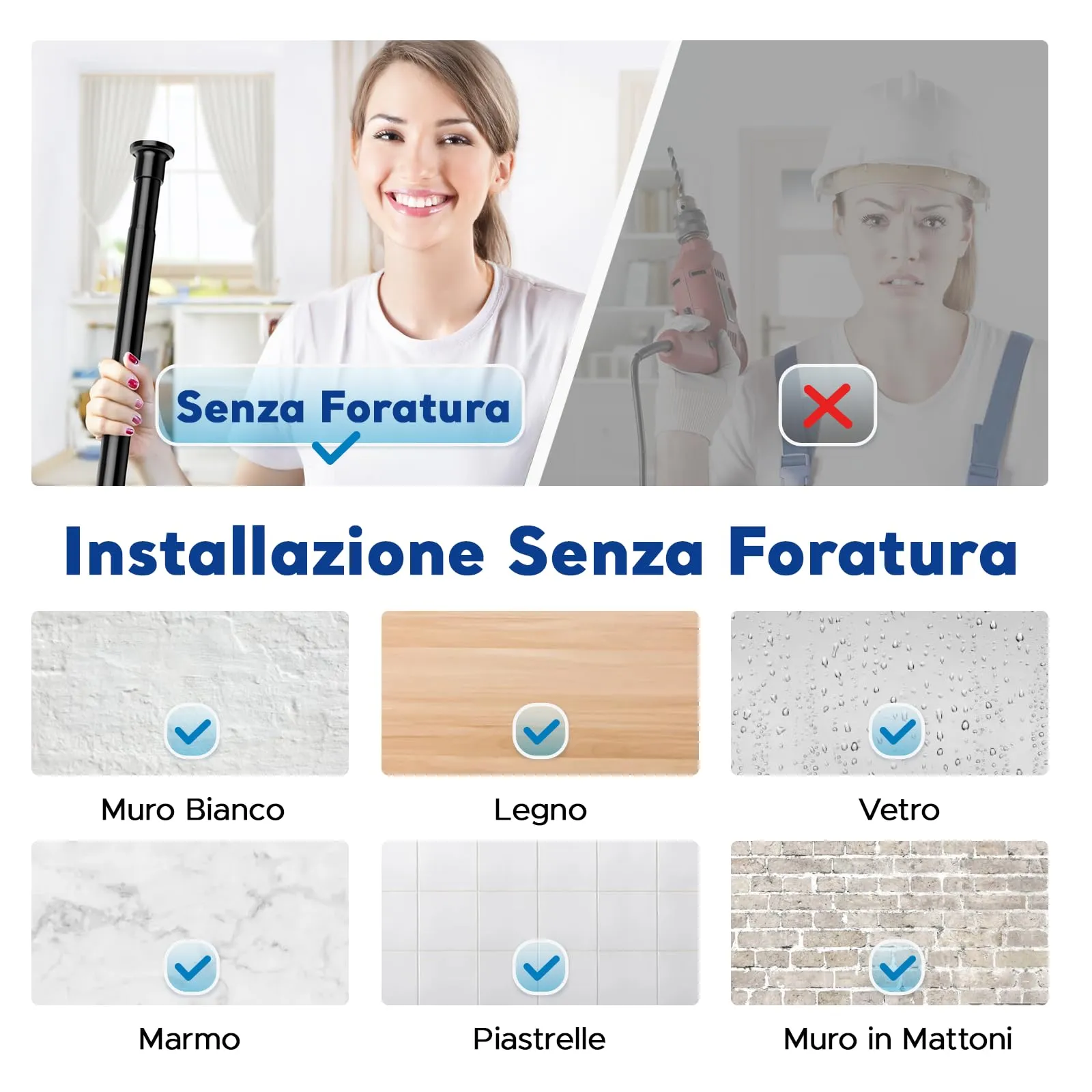 BSYXLSX Bastone Tenda a Pressione, Nero, 71-215 cm, Ø 25 mm - immagine 4