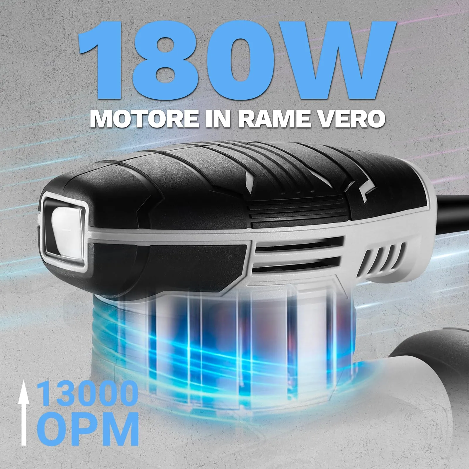 DEKOPRO Levigatrice Mouse Elettrica 180W 13000 RPM con 15 Carte Abrasive, Blu-grigio - immagine 2