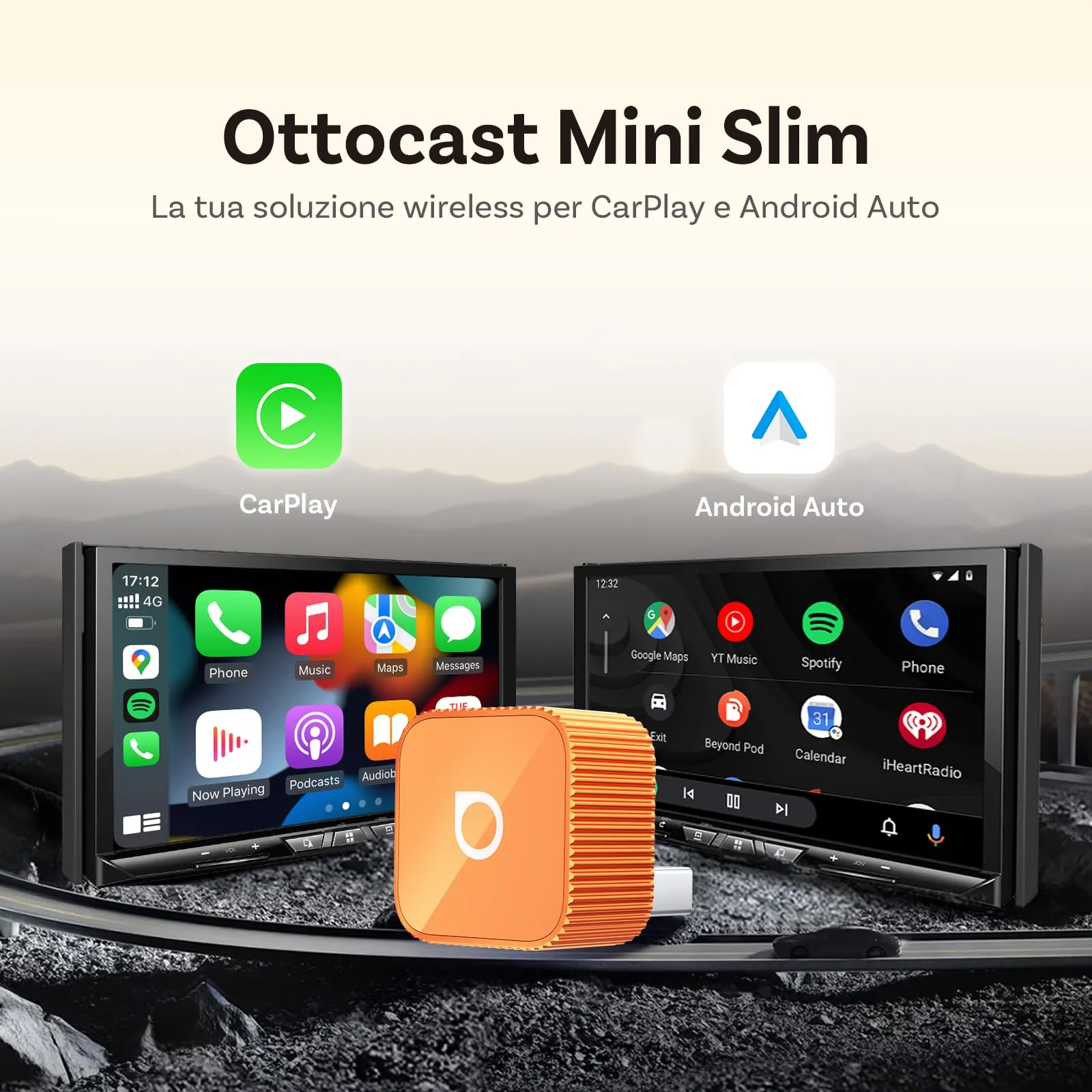 OTTOCAST 2 in 1 Wireless CarPlay & Android Auto Adapter Mini Slim - immagine 2