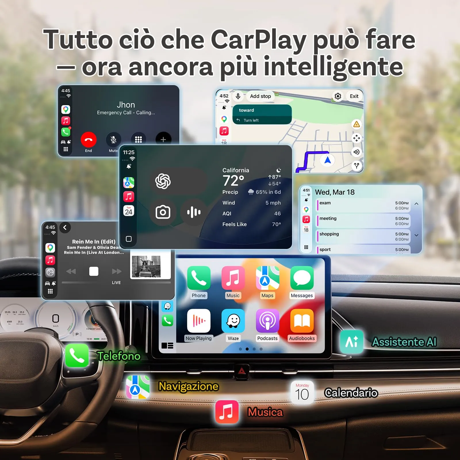 OTTOCAST 2 in 1 Wireless CarPlay & Android Auto Adapter Mini Slim - immagine 3
