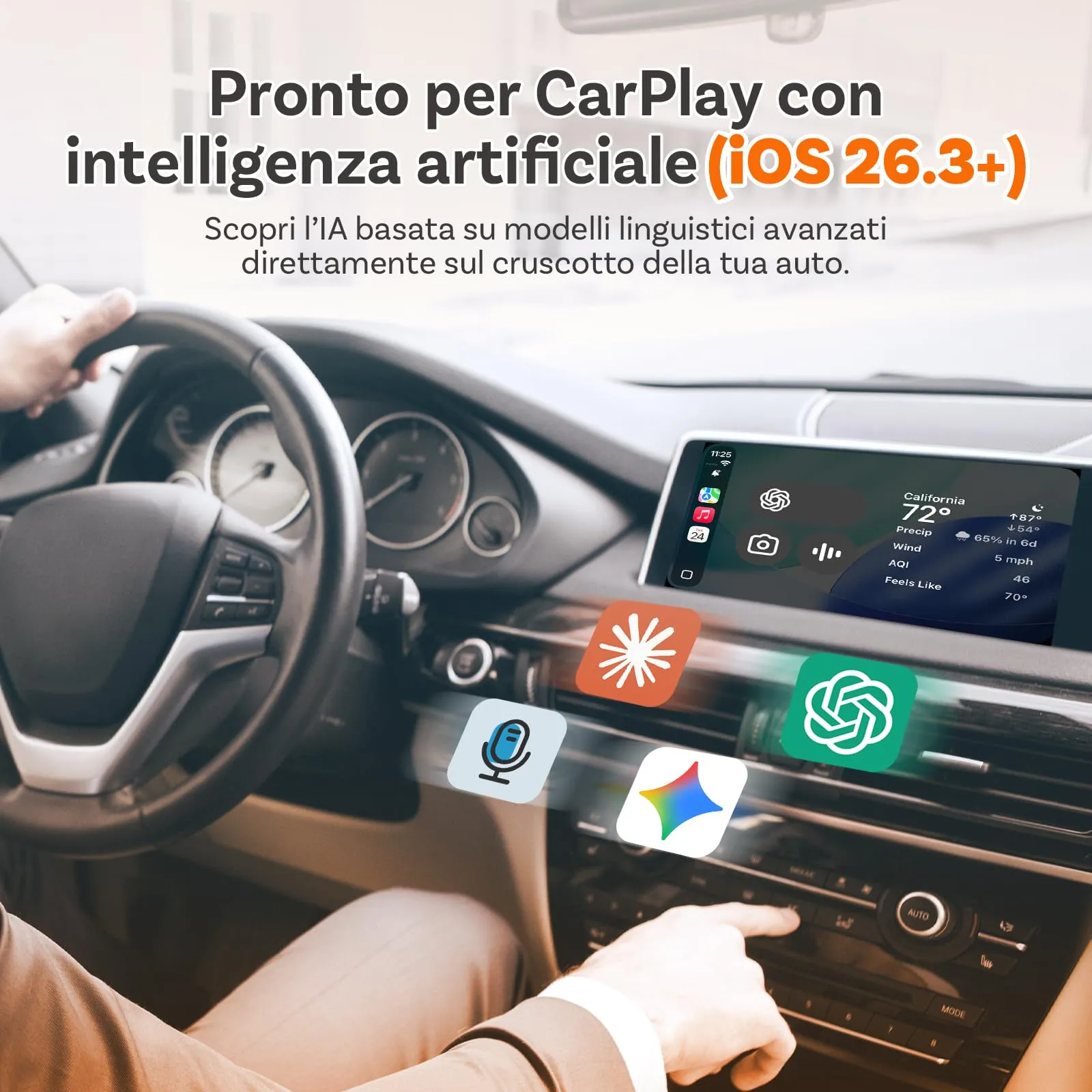 OTTOCAST 2 in 1 Wireless CarPlay & Android Auto Adapter Mini Slim - immagine 4