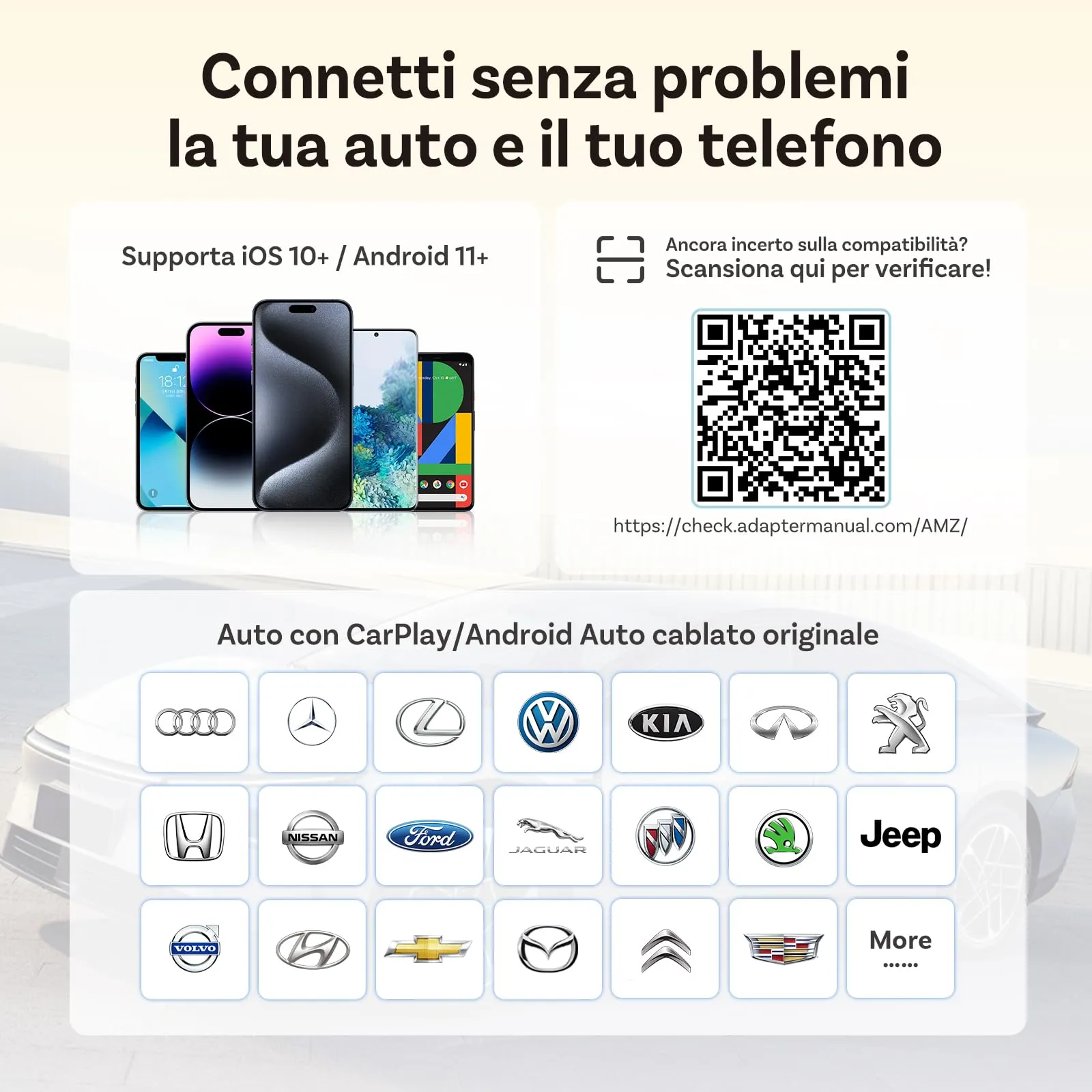 OTTOCAST 2 in 1 Wireless CarPlay & Android Auto Adapter Mini Slim - immagine 10