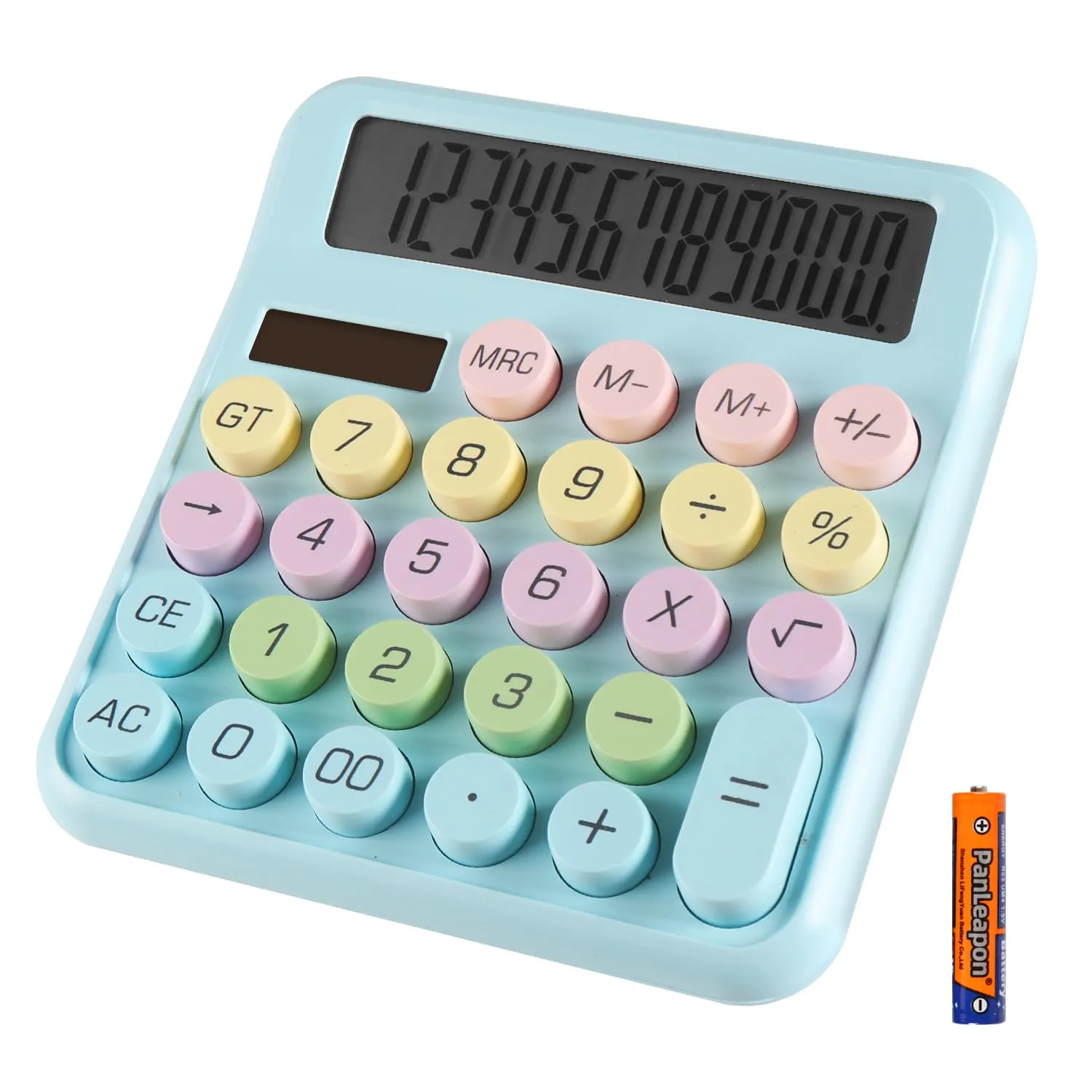HIHUHEN Calcolatrice da Tavolo 12 Cifre Solare e Batteria AA HY-2208 - immagine 1