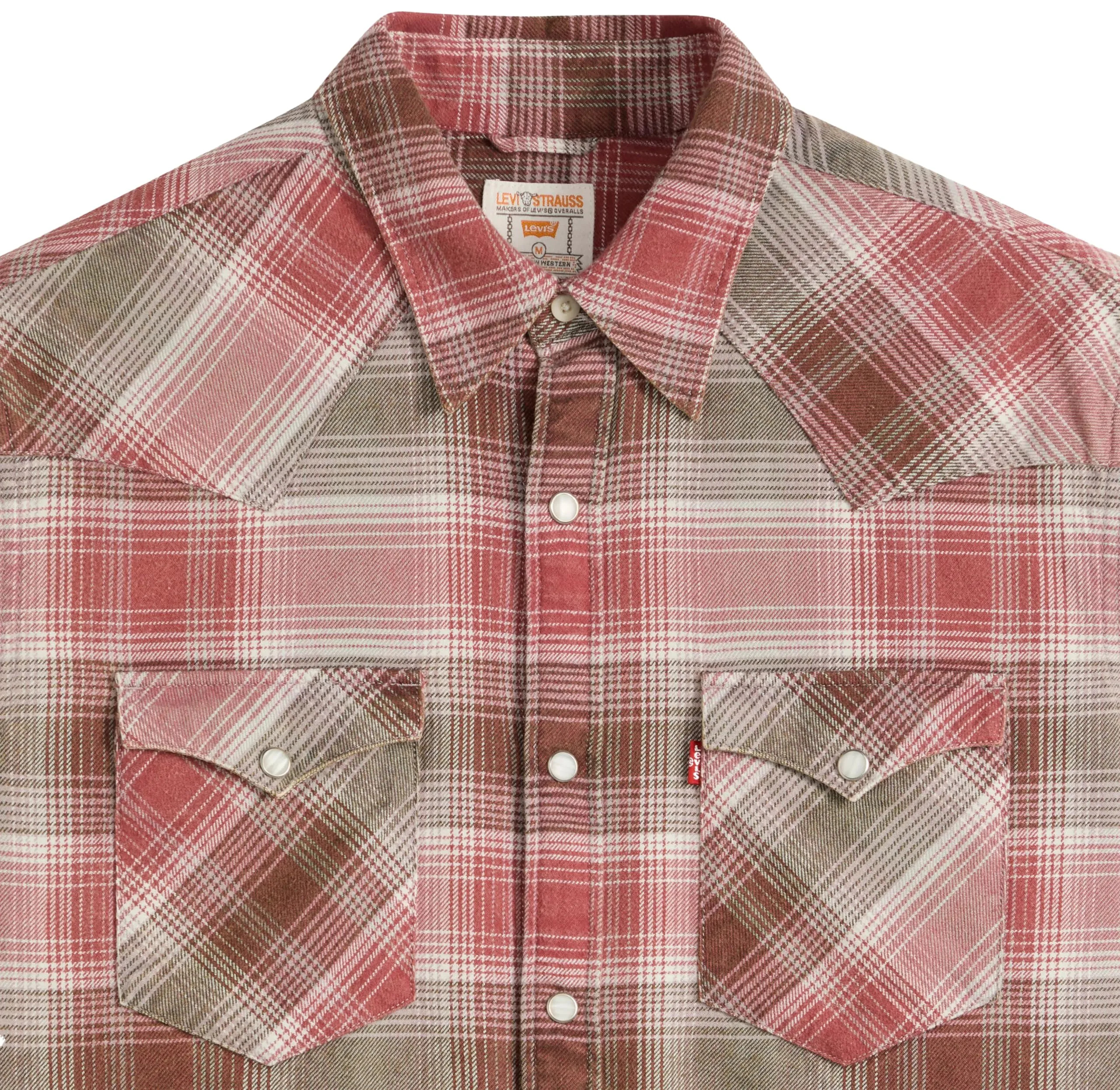 Levi's Barstow Western Standard Woodrow Plaid Earth Red Shirt, Size S - immagine 6