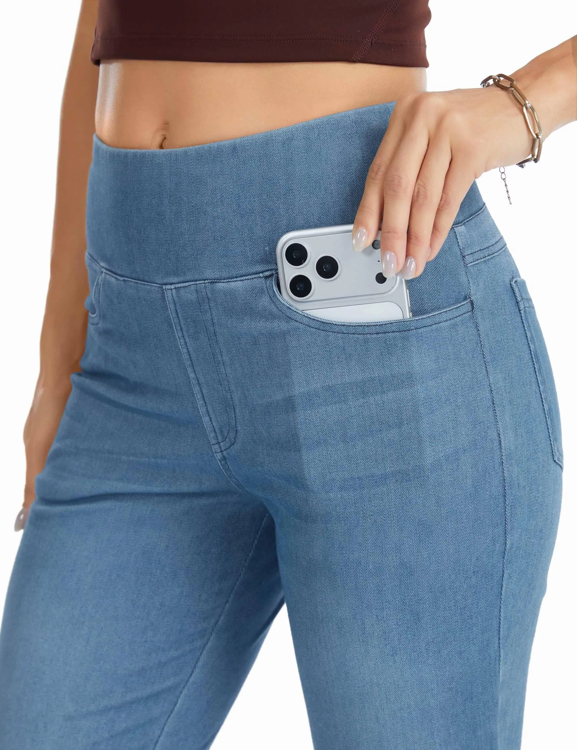 The Gym People Jeans Bootcut Donna Vita Alta Stretch Jeggings Zampa - immagine 5