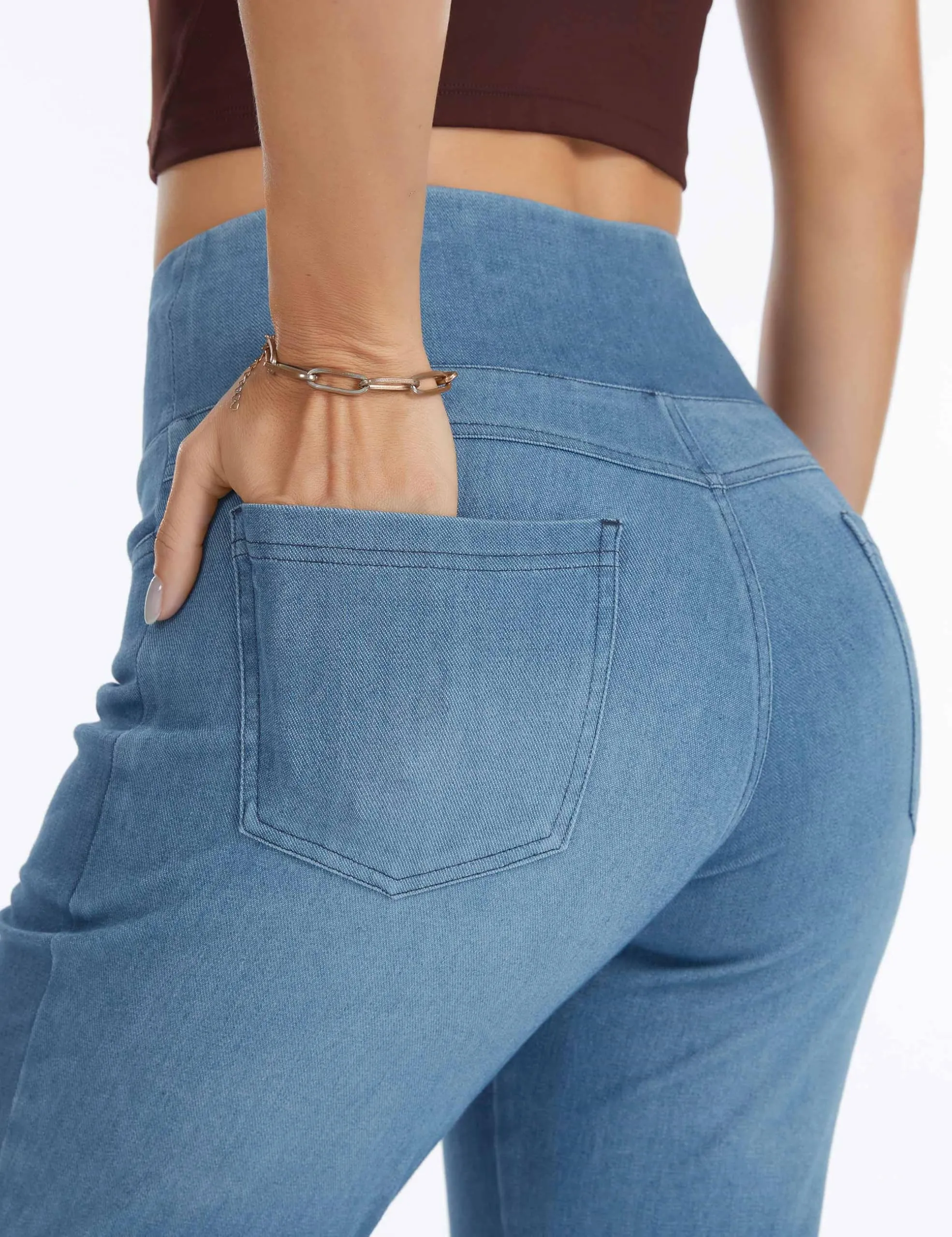 The Gym People Jeans Bootcut Donna Vita Alta Stretch Jeggings Zampa - immagine 7