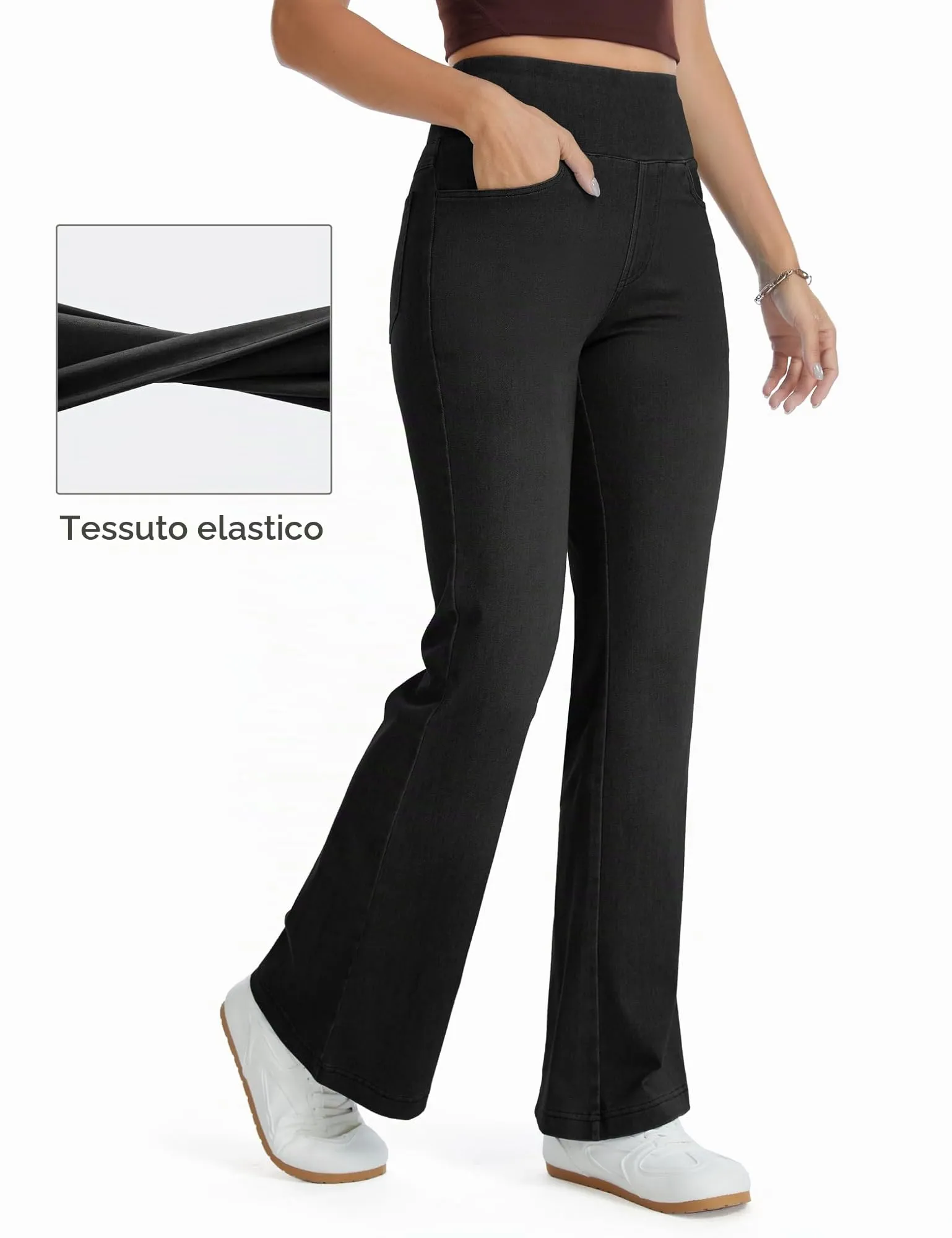 The Gym People Jeans Bootcut Donna Vita Alta Stretch Jeggings Zampa - immagine 3