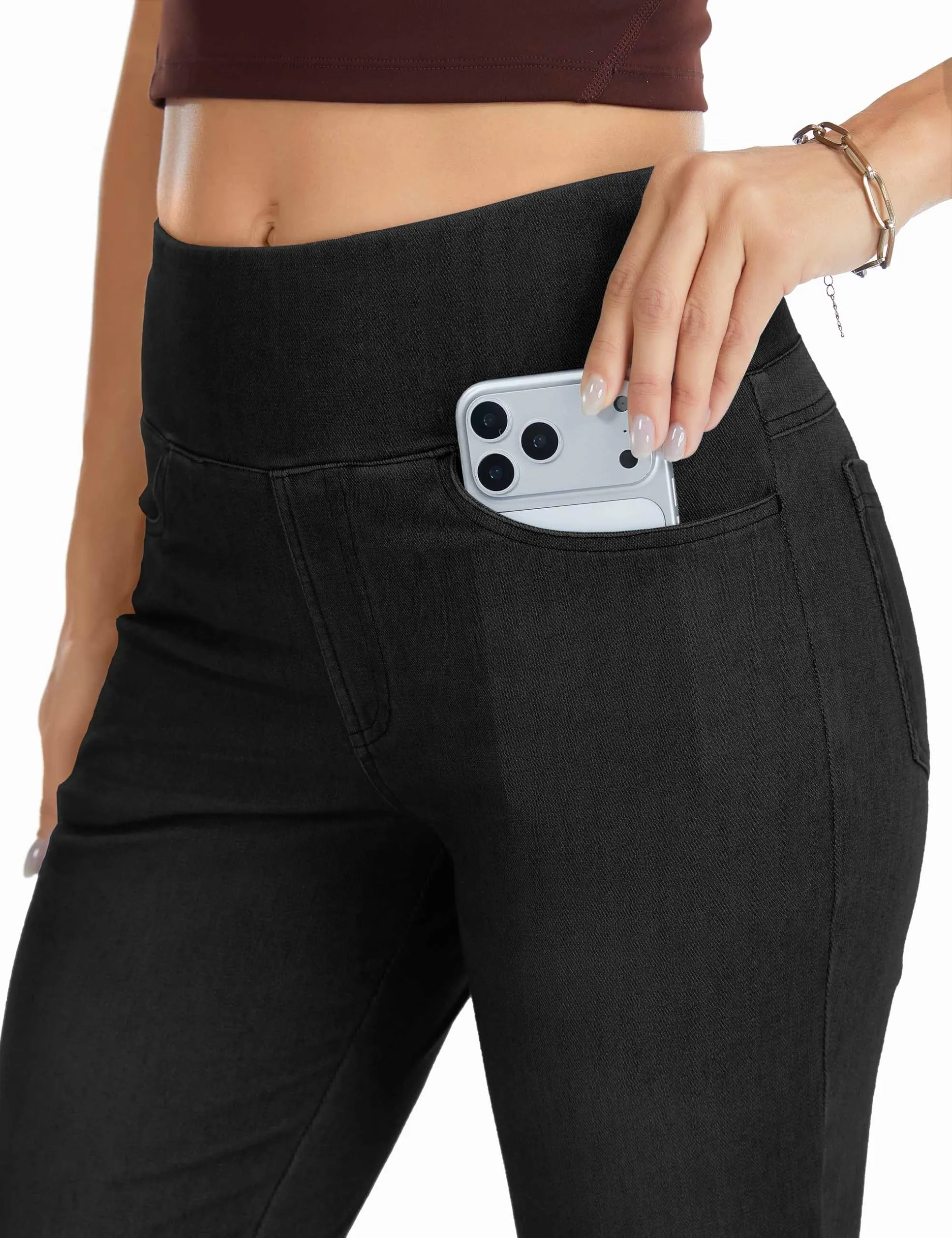 The Gym People Jeans Bootcut Donna Vita Alta Stretch Jeggings Zampa - immagine 5