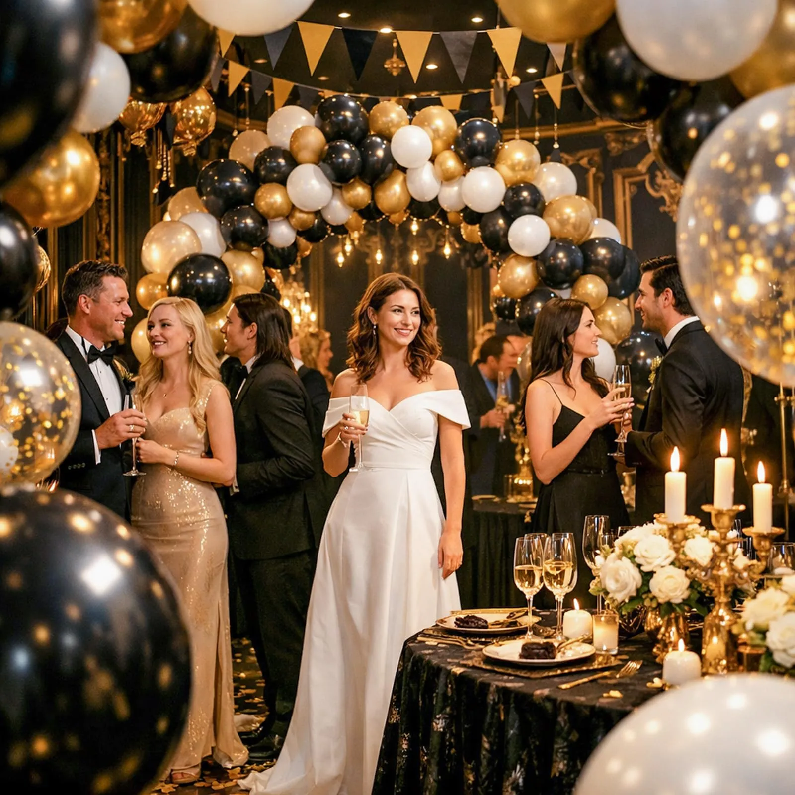 Fairymaiden Palloncini Oro, Nero e Bianco - 60 Pezzi, 12 Pollici - immagine 5