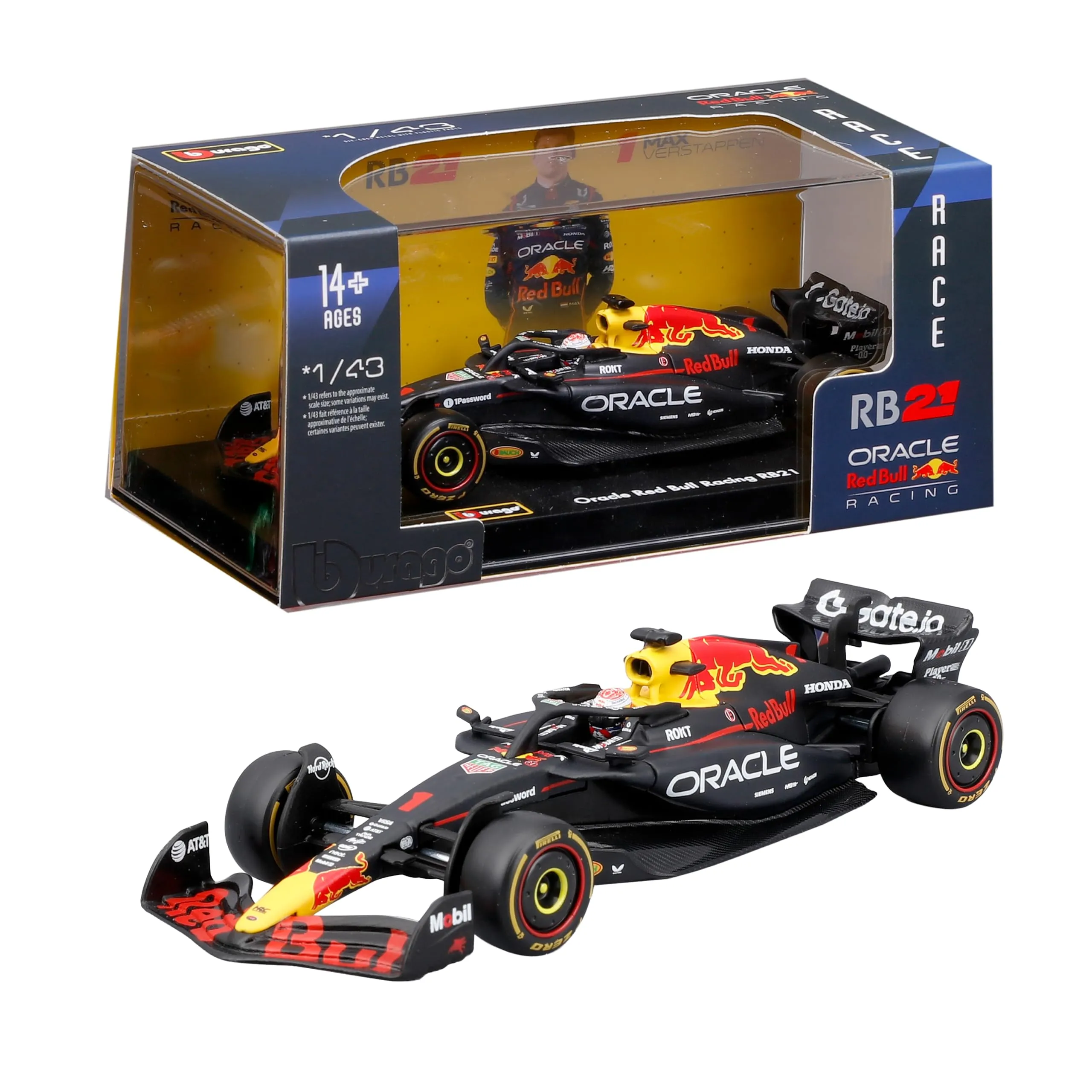 Bburago Red Bull Racing RB21 2025 #1 Max Verstappen, 1:43 Scale Diecast Model with Display Case and Base - immagine 1