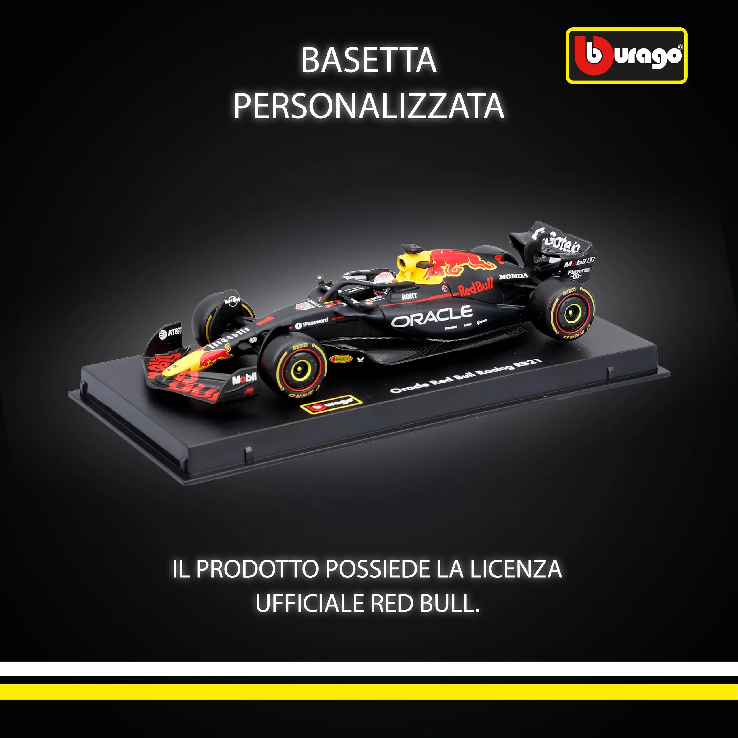 Bburago Red Bull Racing RB21 2025 #1 Max Verstappen, 1:43 Scale Diecast Model with Display Case and Base - immagine 3