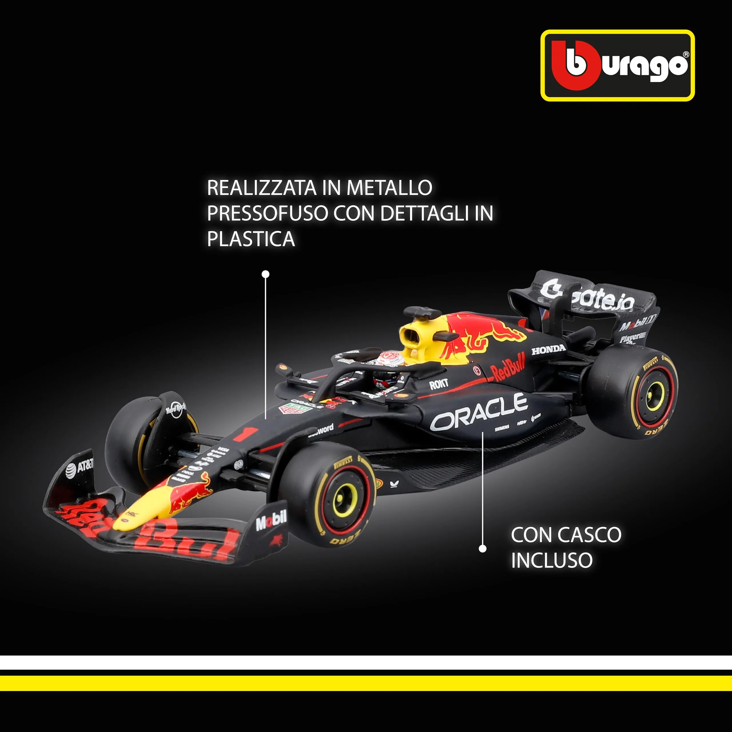 Bburago Red Bull Racing RB21 2025 #1 Max Verstappen, 1:43 Scale Diecast Model with Display Case and Base - immagine 5