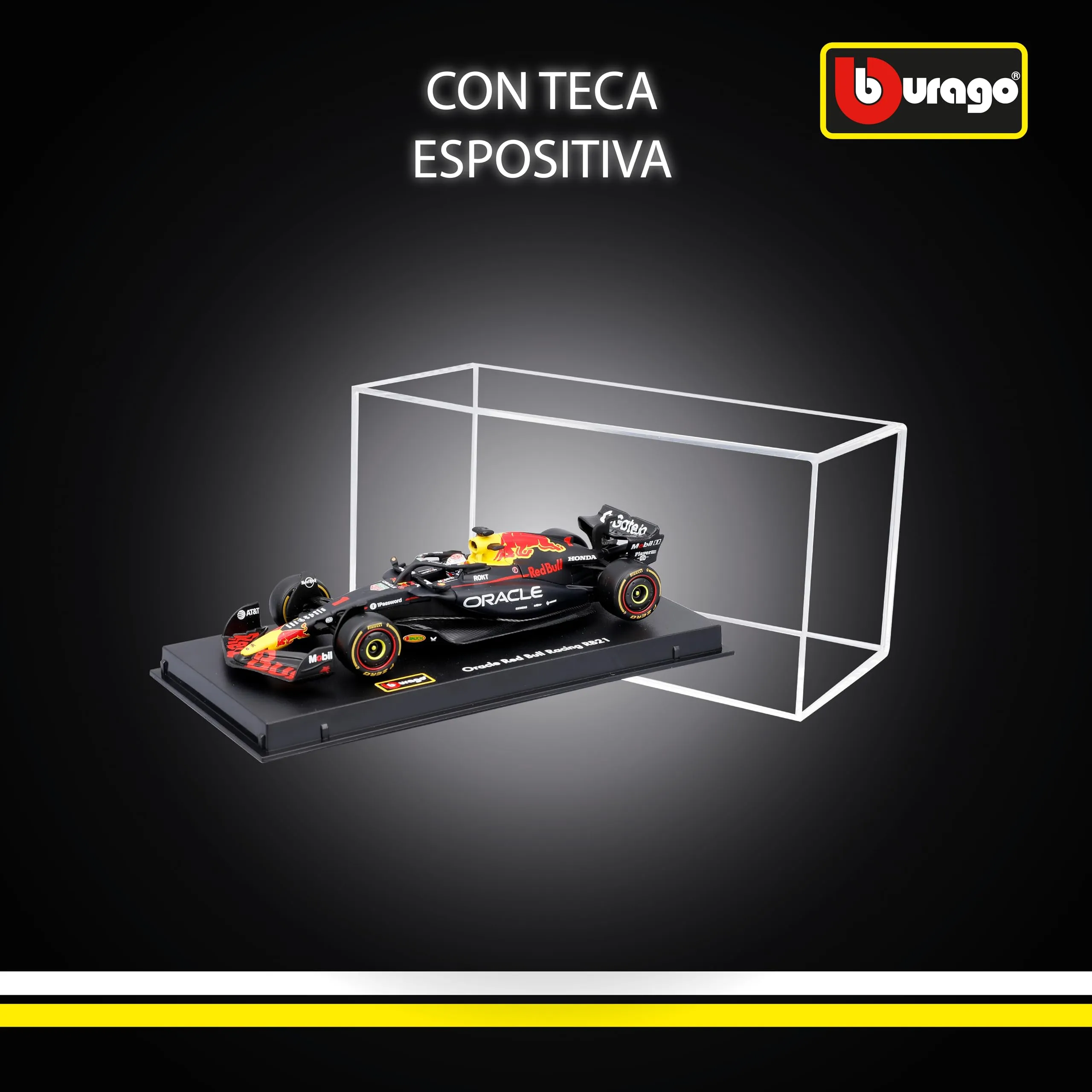 Bburago Red Bull Racing RB21 2025 #1 Max Verstappen, 1:43 Scale Diecast Model with Display Case and Base - immagine 6