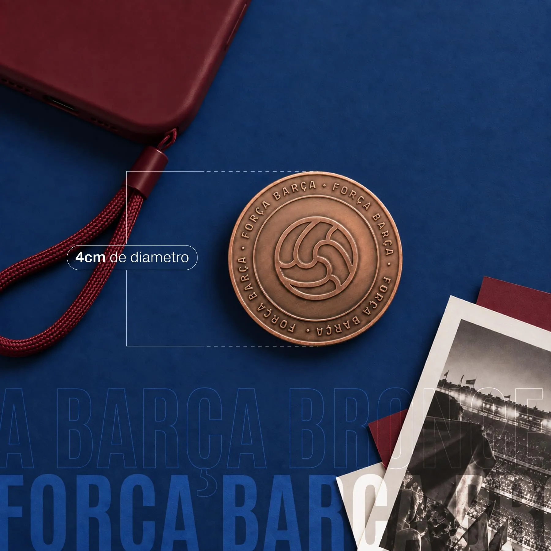MOCIWORLD FC Barcelona Official Collectible, Special Edition Fan Bronze Coin, Embossed Crest and Força Barça Inscription - immagine 4