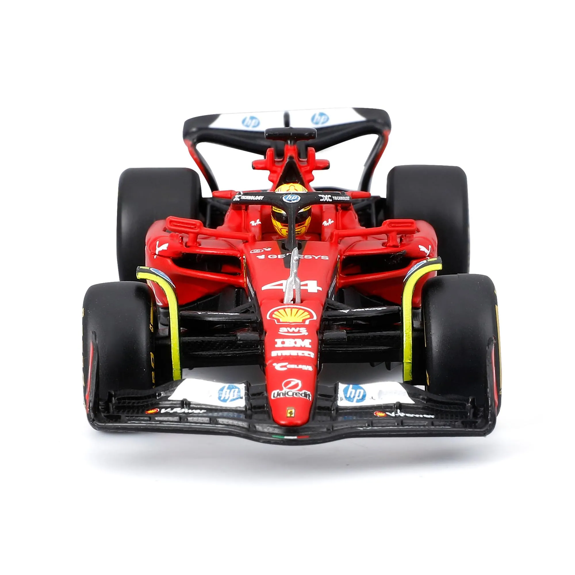 Bburago Ferrari SF-23 Test Fiorano Lewis Hamilton 1:43 Diecast, Number 44, with Display Case - immagine 2