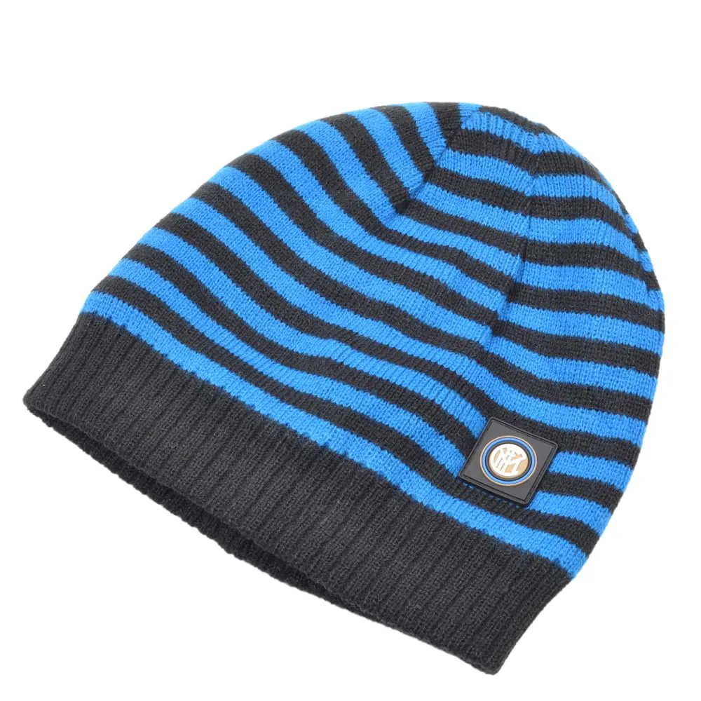 Inter Cappello Cuffia Bambino Rigato con Interno in Pile e Logo Gomma 151403 - immagine 3