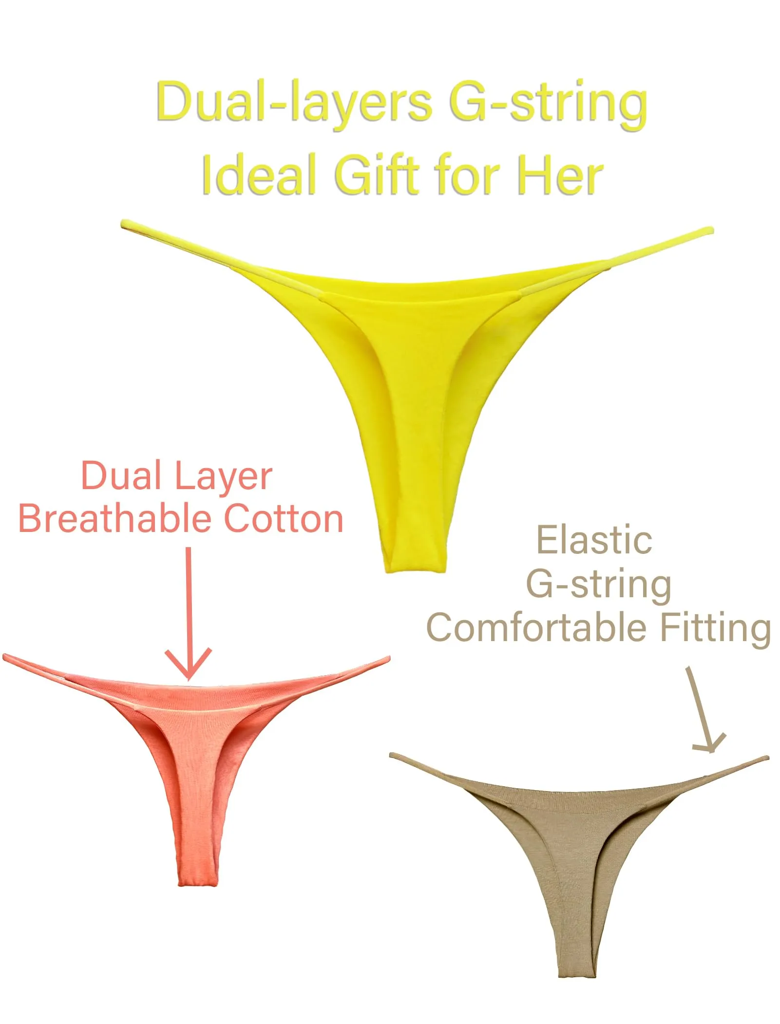 KUKU PANDA Perizoma da Donna in Cotone Senza Cuciture, Pacco da 3 Slip (Arancione Rosa/Giallo/Caramello, XS) - immagine 9