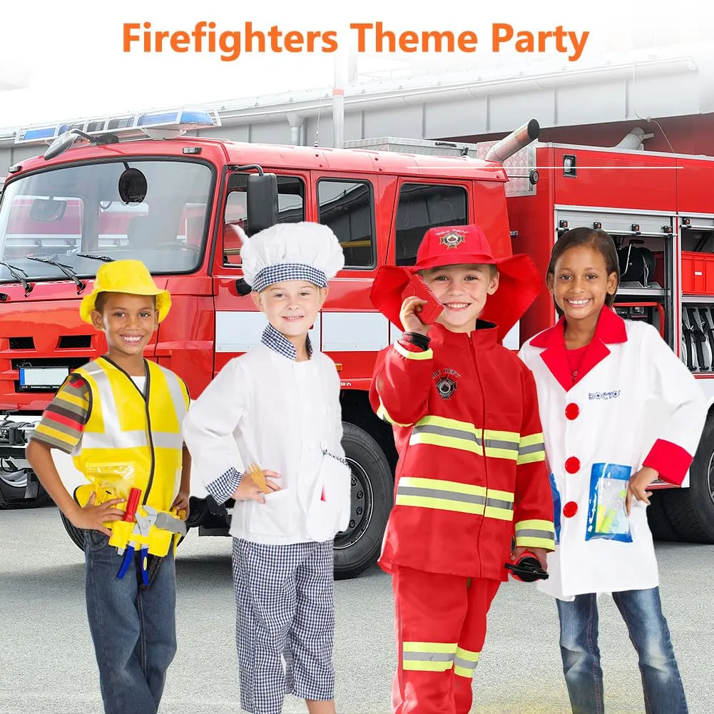 AYBUY Costume da Pompiere per Bambini con 8 Accessori, Rosso, 110CM - immagine 7