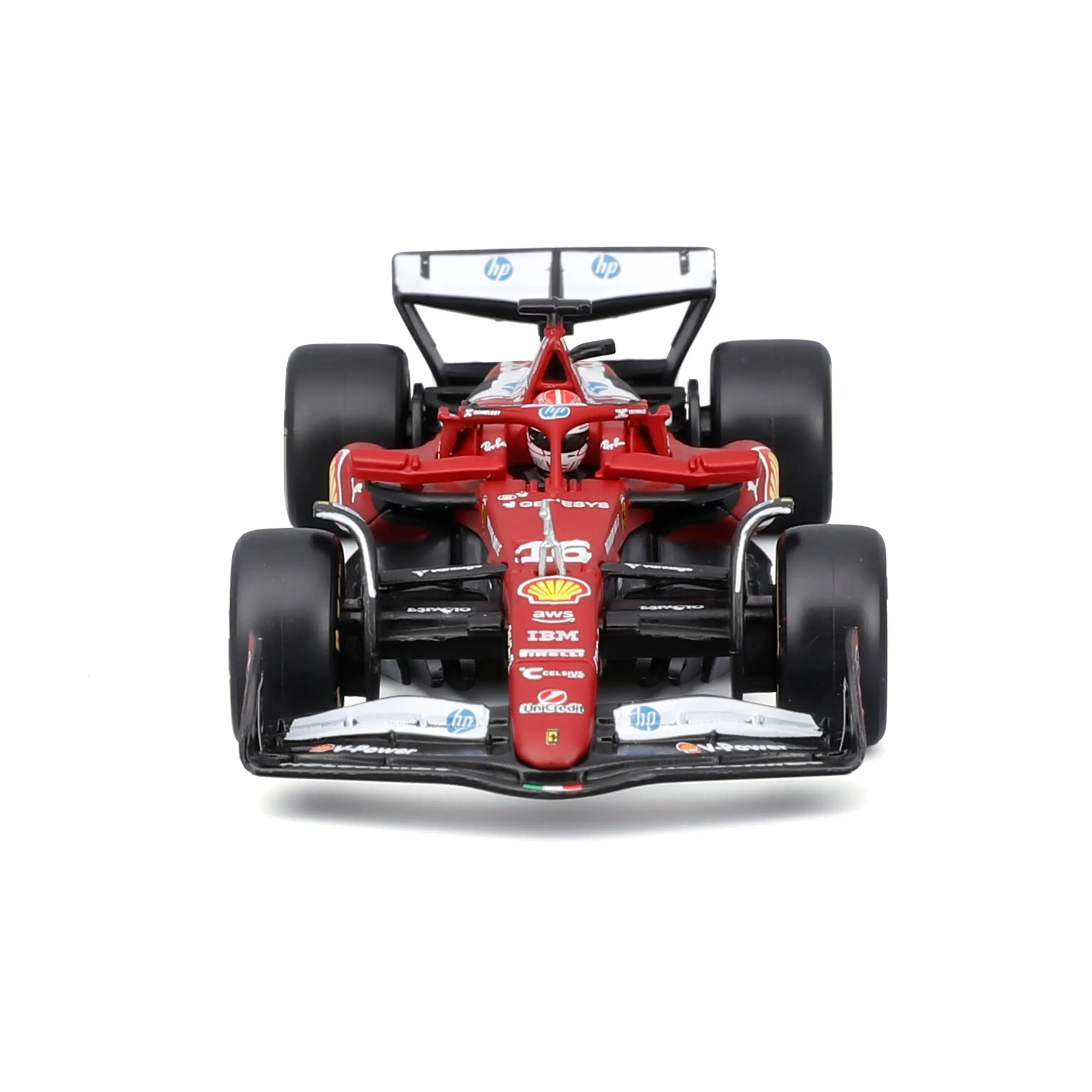 Bburago Ferrari SF-25 F1 2025 #16 Leclerc with Helmet, Diecast Car 1:43 Scale with Display Case and Base - immagine 5