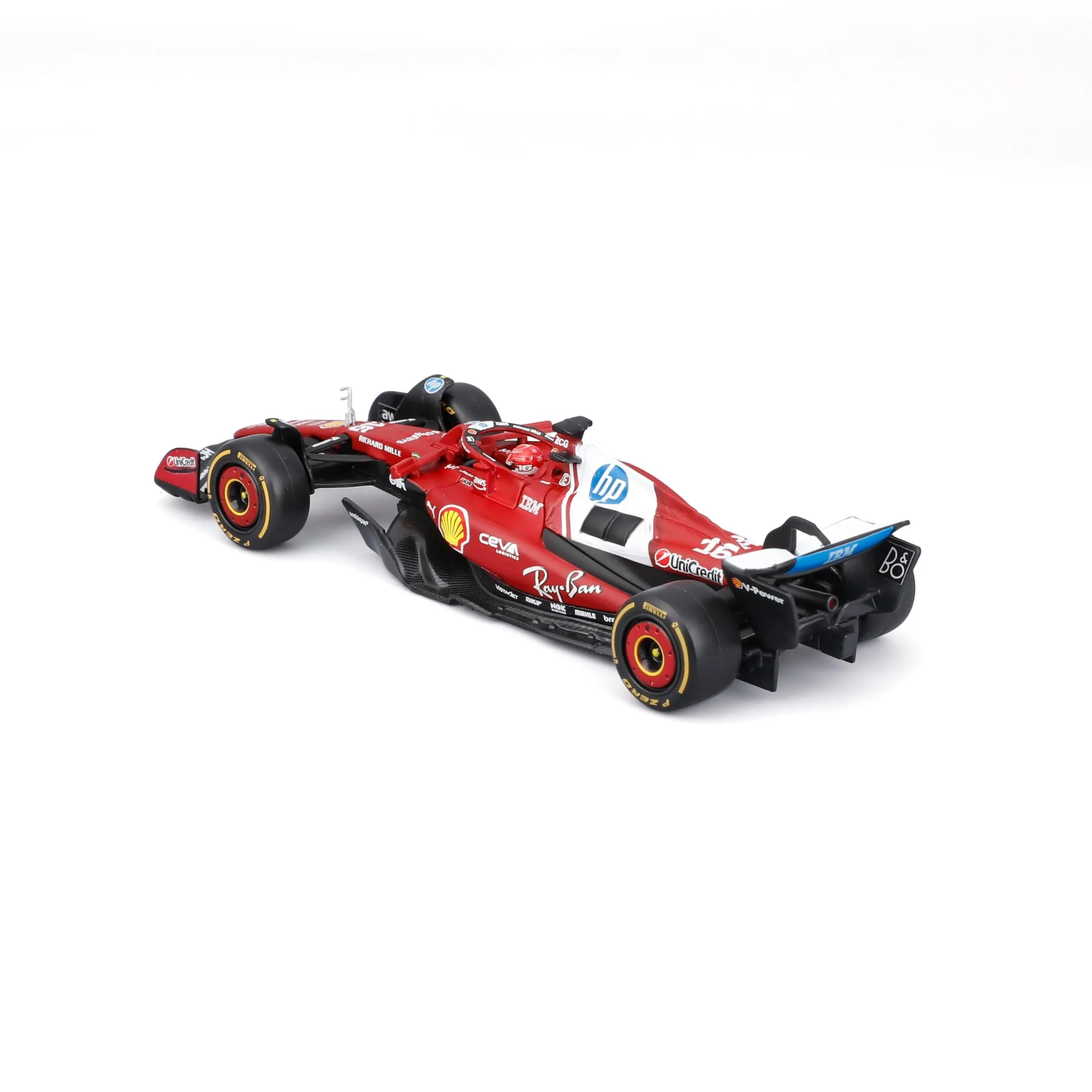 Bburago Ferrari SF-25 F1 2025 #16 Leclerc with Helmet, Diecast Car 1:43 Scale with Display Case and Base - immagine 6