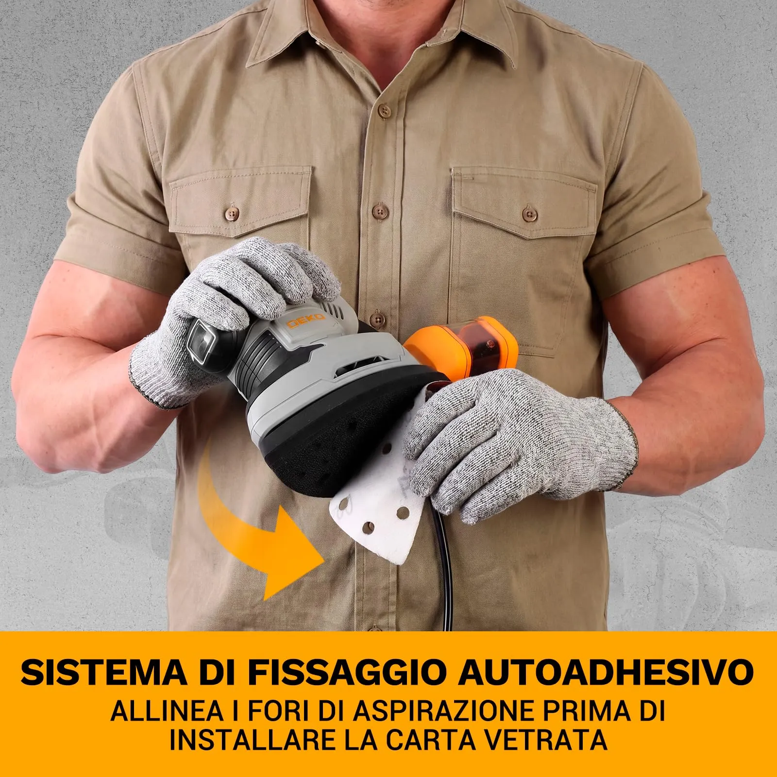 DEKOPRO Levigatrice Mouse per Legno 180W 13000RPM con Sistema Raccolta Polvere - immagine 6