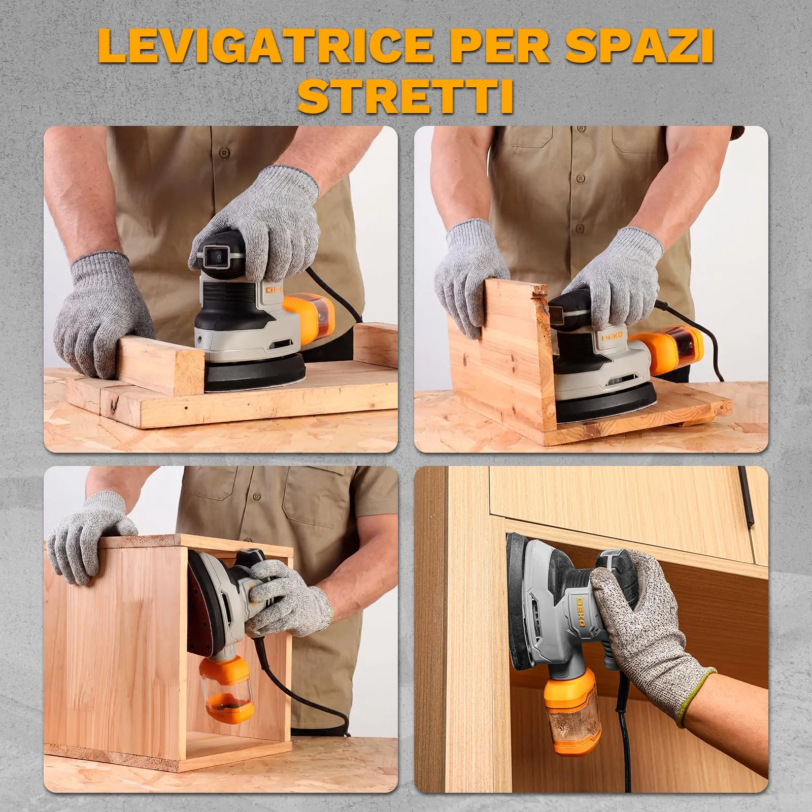 DEKOPRO Levigatrice Mouse per Legno 180W 13000RPM con Sistema Raccolta Polvere - immagine 10