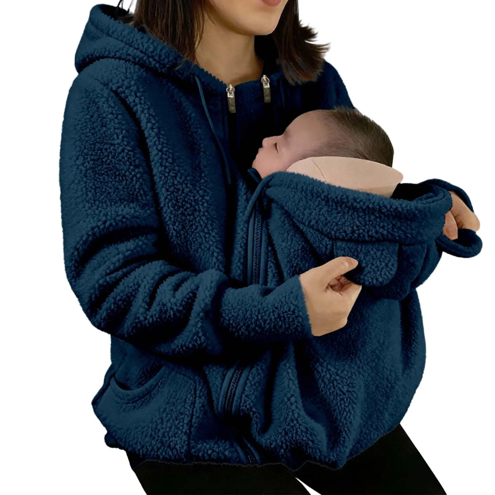 pvucpot Felpa con Cappuccio Premaman 3 in 1, Giacca Invernale per Mamma e Bambino - immagine 1