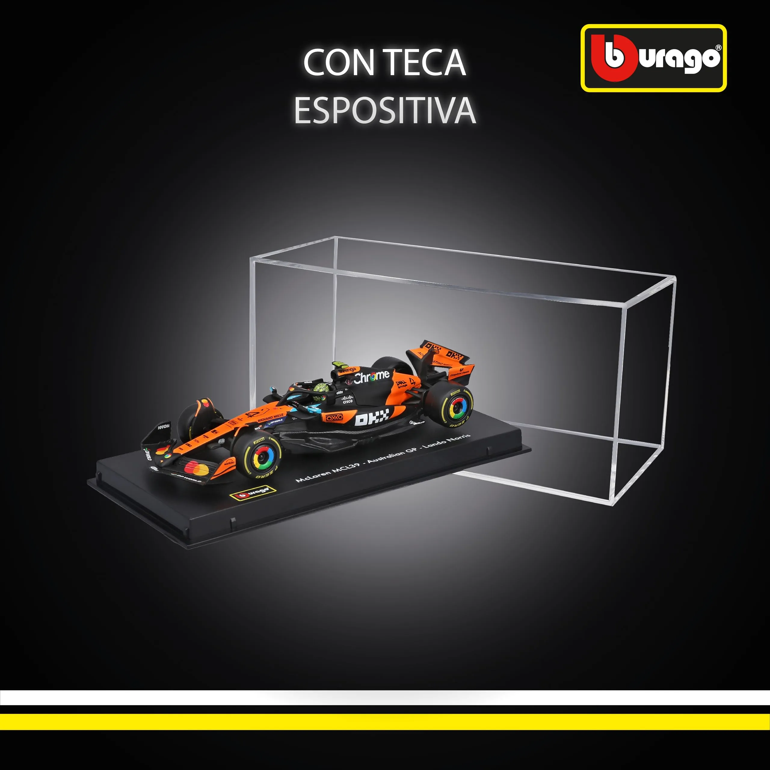Bburago McLaren F1 MCL39 2025 #4 Norris 1:43 Scale Diecast with Display Case - immagine 3