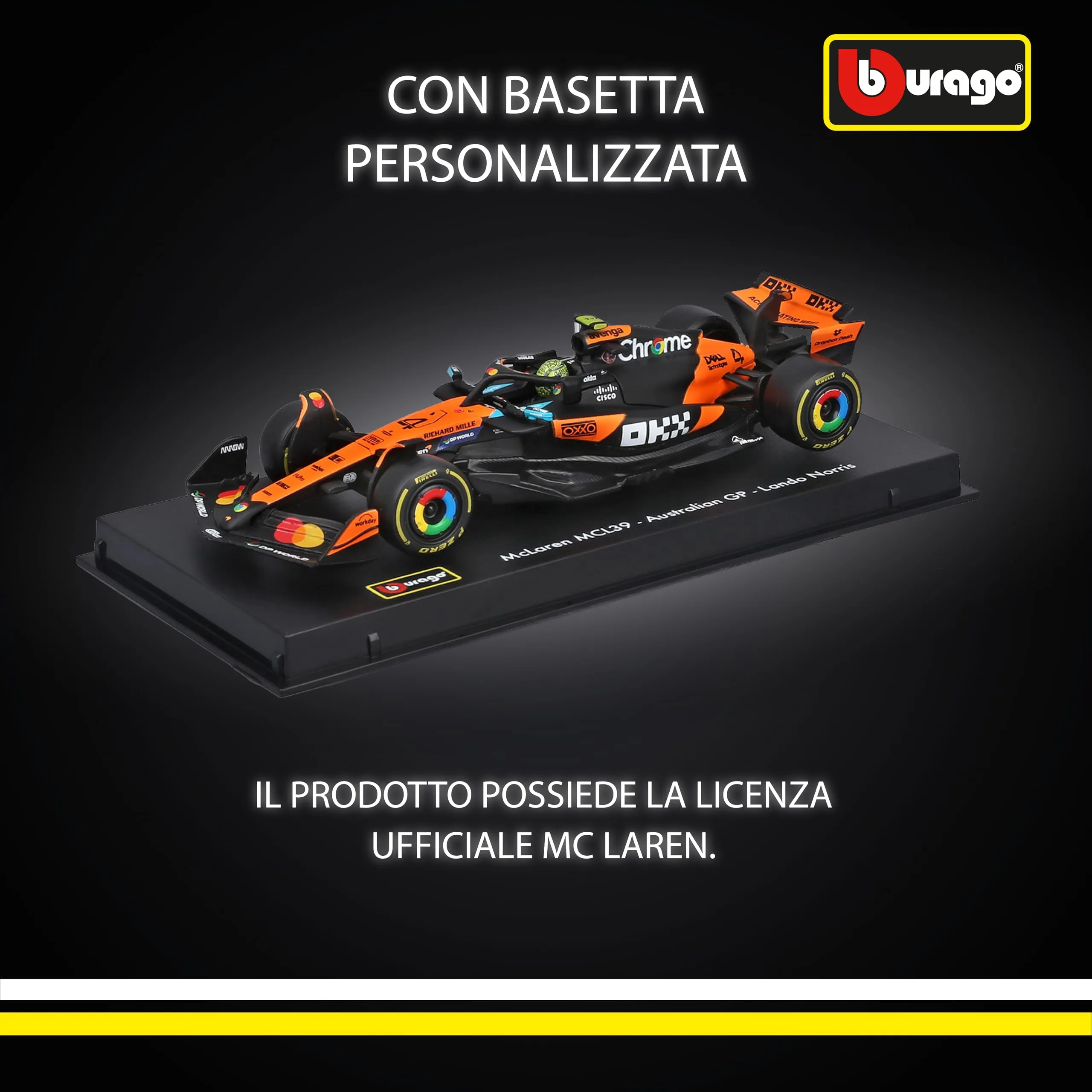 Bburago McLaren F1 MCL39 2025 #4 Norris 1:43 Scale Diecast with Display Case - immagine 5