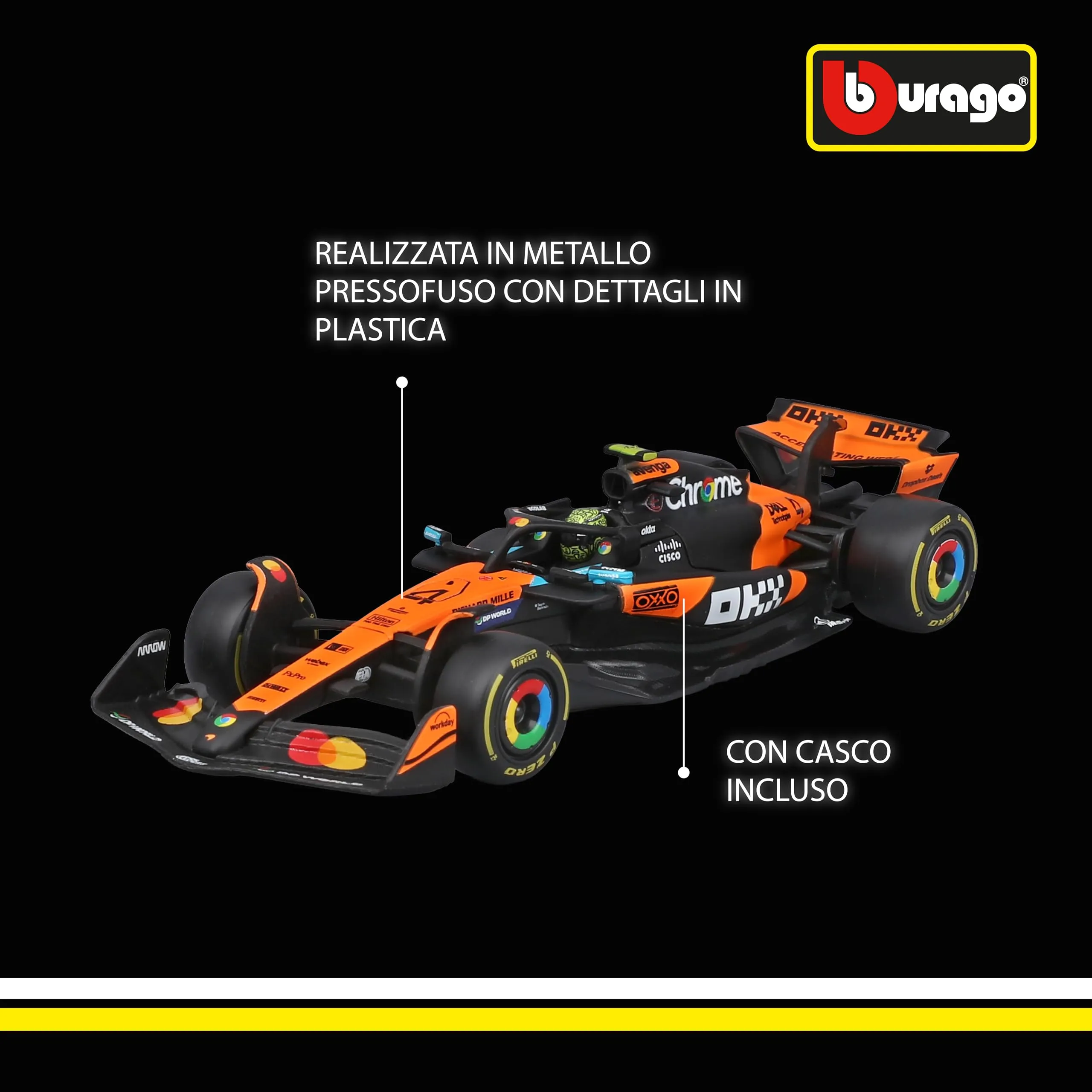 Bburago McLaren F1 MCL39 2025 #4 Norris 1:43 Scale Diecast with Display Case - immagine 6