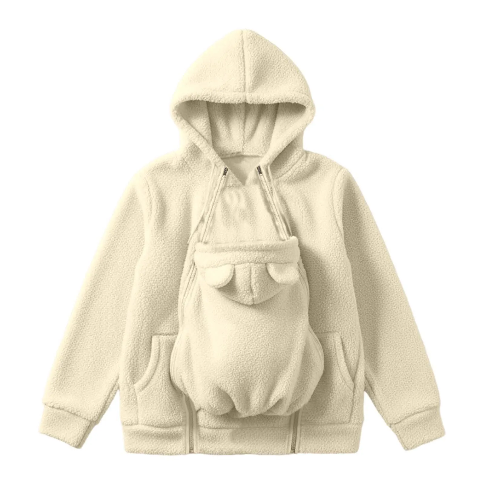 pvucpot Felpa con Cappuccio Premaman 3 in 1 Giacca Invernale per Mamma e Bambino - immagine 6