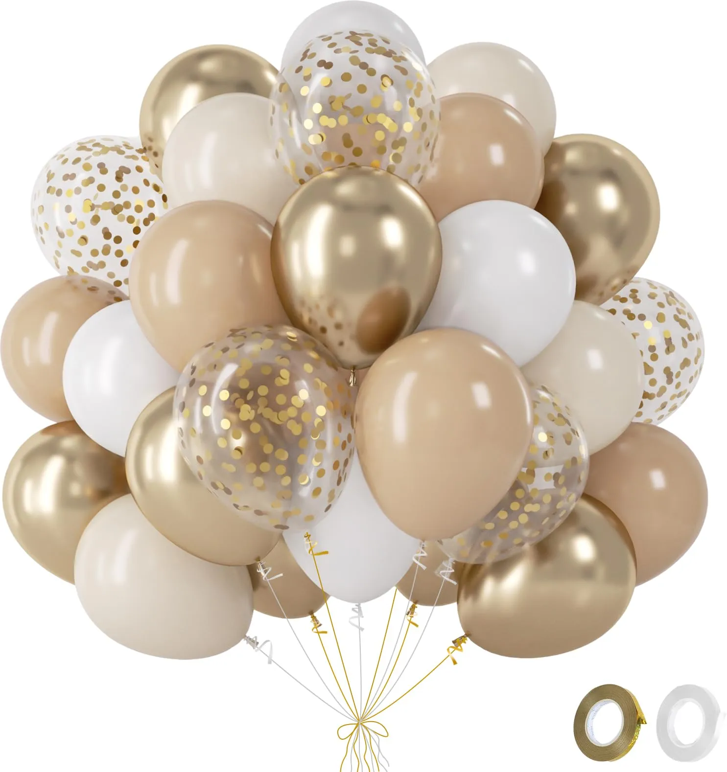 Fairymaiden Palloncini Oro e Beige, 60 Pezzi, 12 Pollici - immagine 1