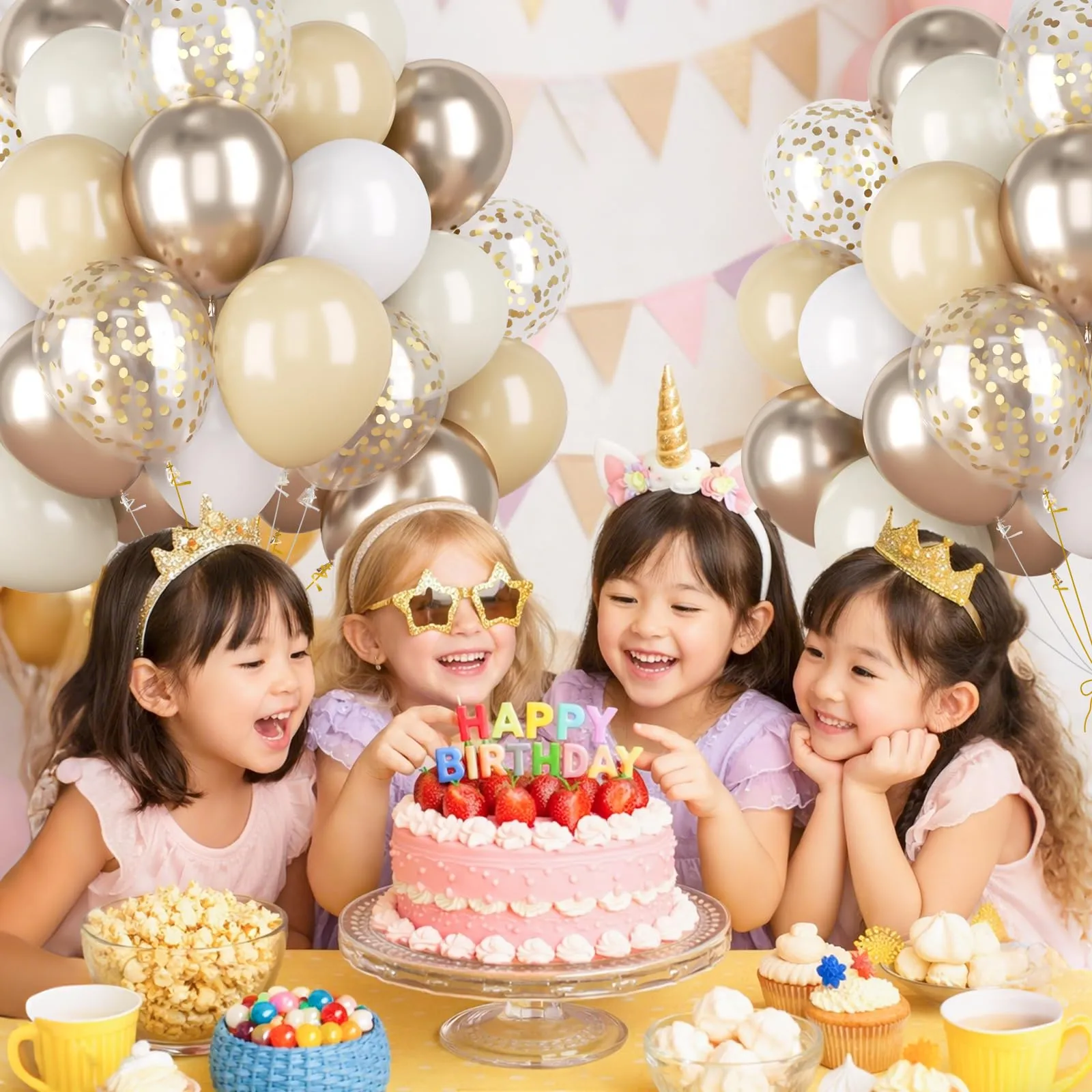 Fairymaiden Palloncini Oro e Beige, 60 Pezzi, 12 Pollici - immagine 3