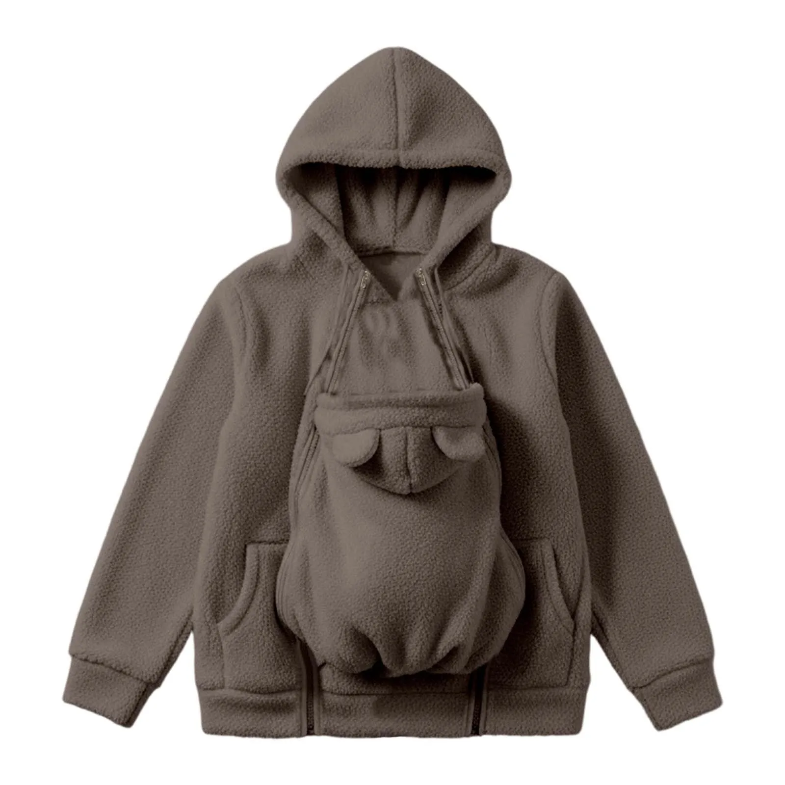 pvucpot Felpa con Cappuccio Premaman 3 in 1, Giacca Invernale per Mamma e Bambino - immagine 6