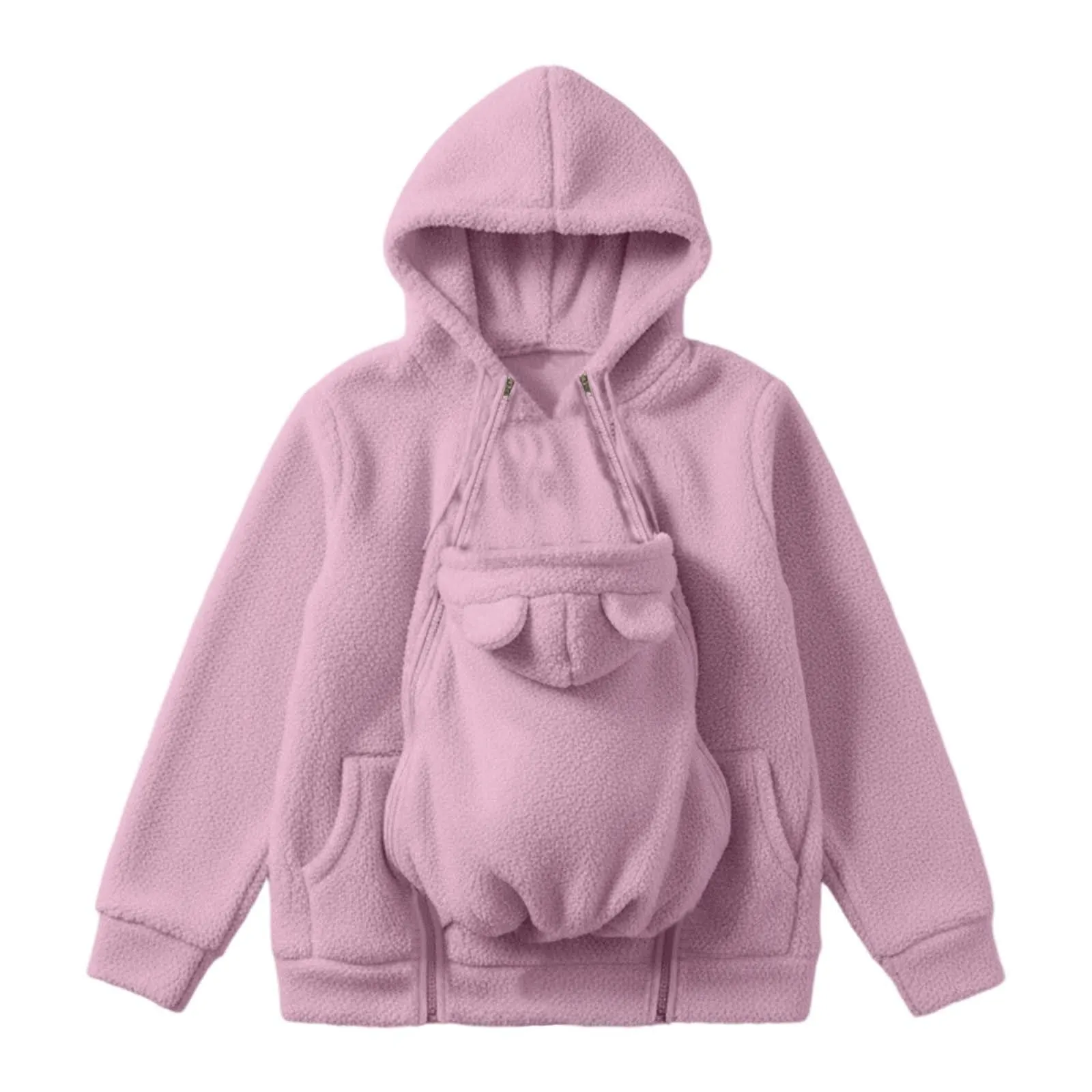 pvucpot Felpa con Cappuccio Premaman 3 in 1, Giacca Invernale per Mamma e Bambino - immagine 6