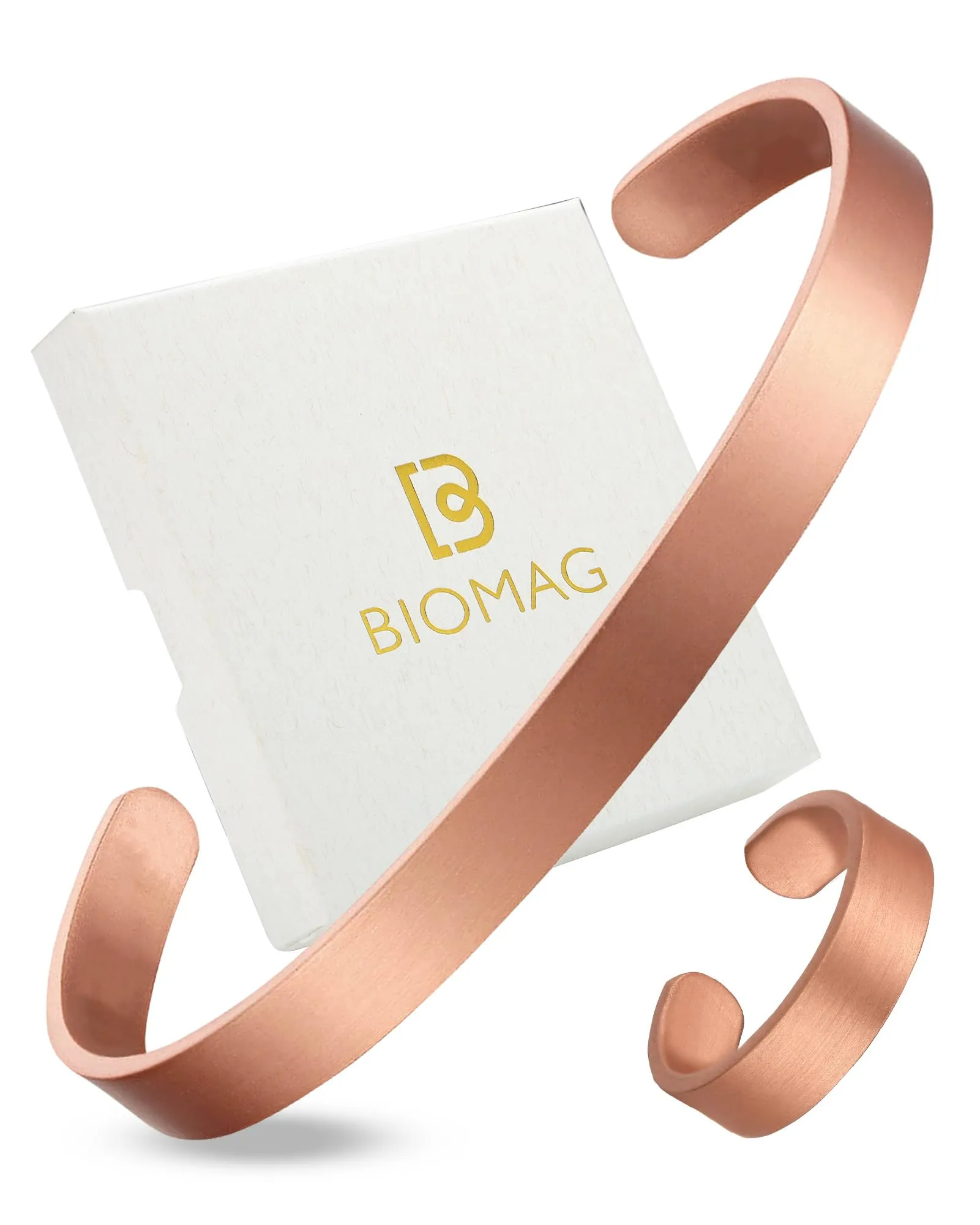 BioMag Braccialetto e Anello in Rame Puro, Bangle Tibetano Martellato Fatto a Mano, Medio, Rame - immagine 1