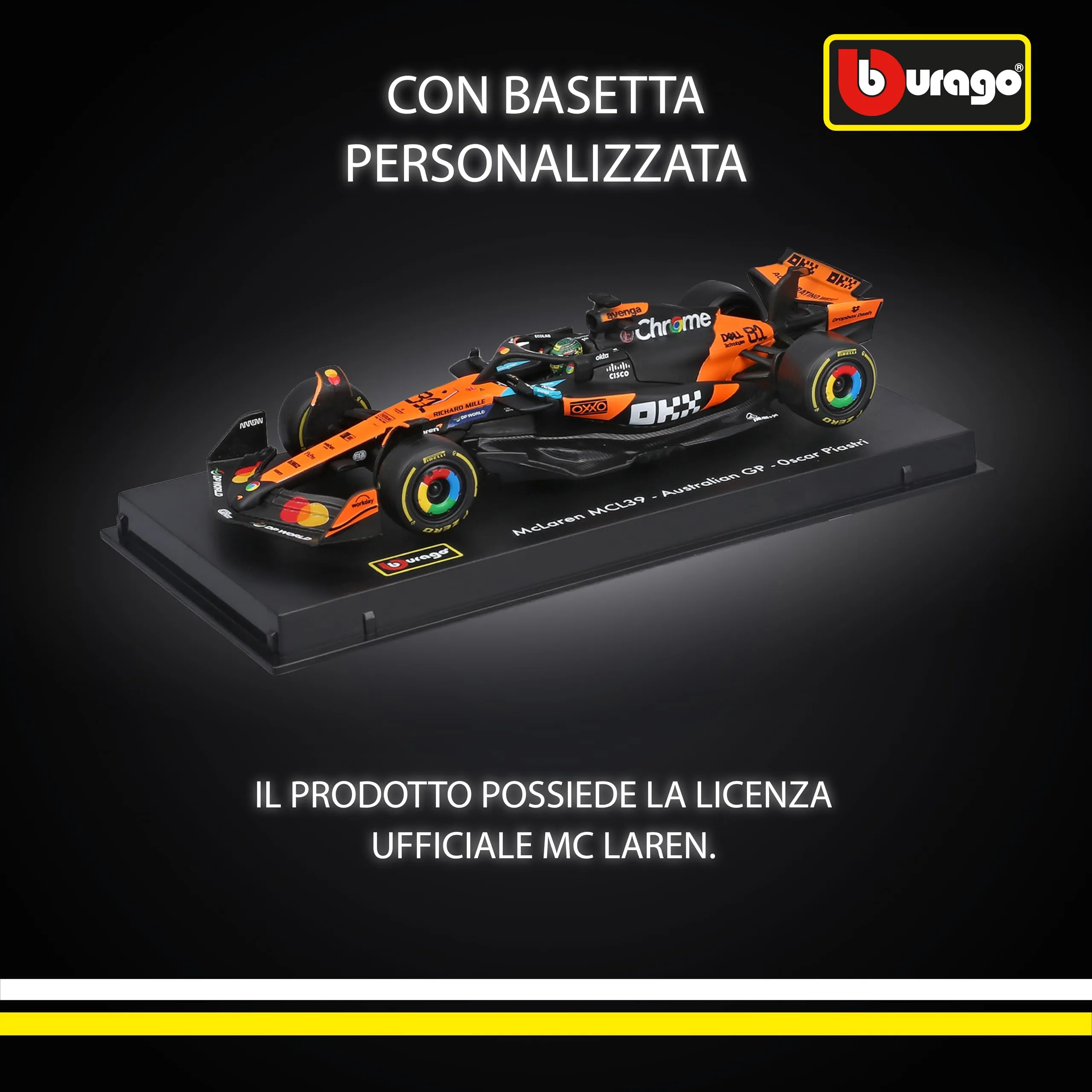 Bburago McLaren F1 MCL39 2025 #81 Piastri 1:43 Diecast Model with Display Case - immagine 3