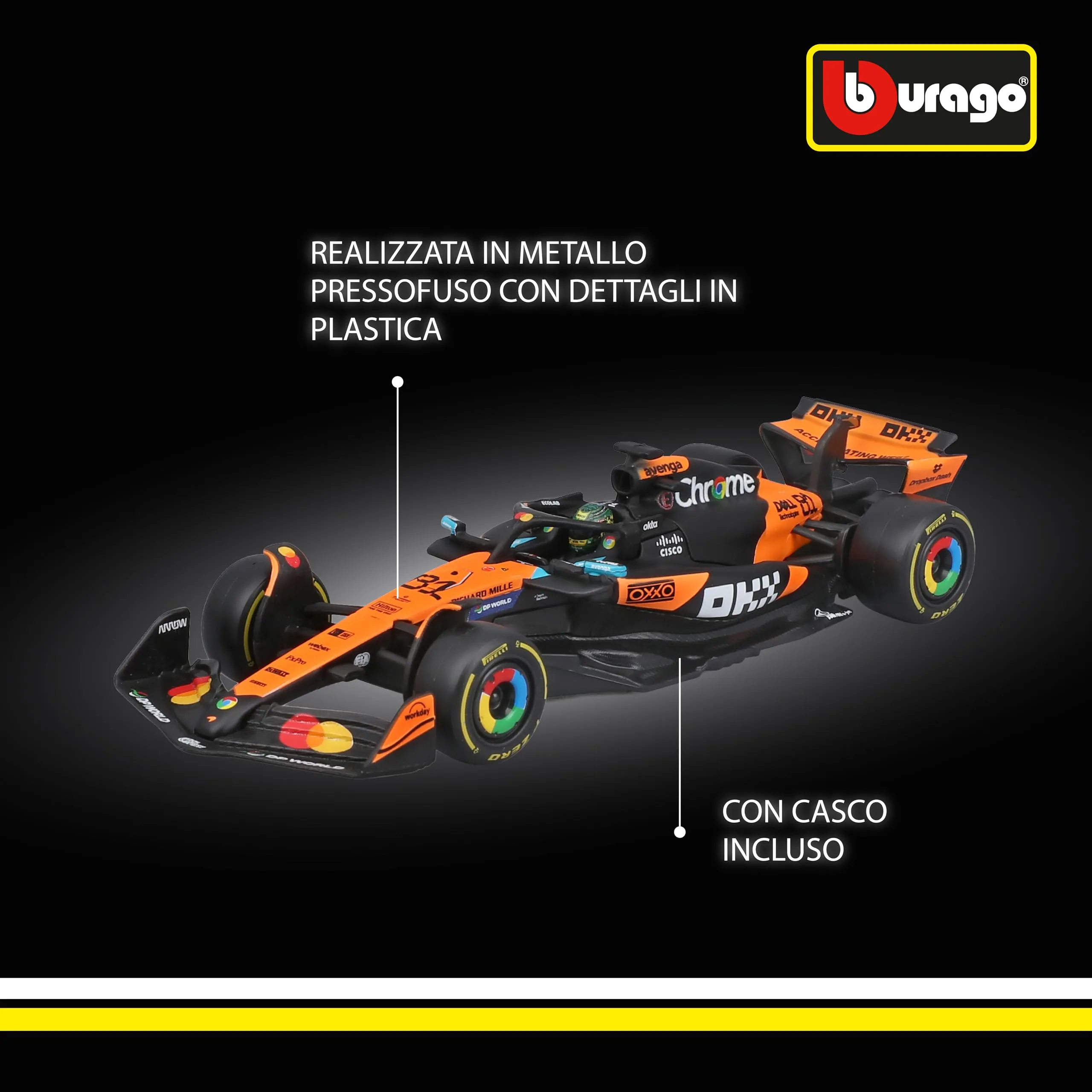 Bburago McLaren F1 MCL39 2025 #81 Piastri 1:43 Diecast Model with Display Case - immagine 5