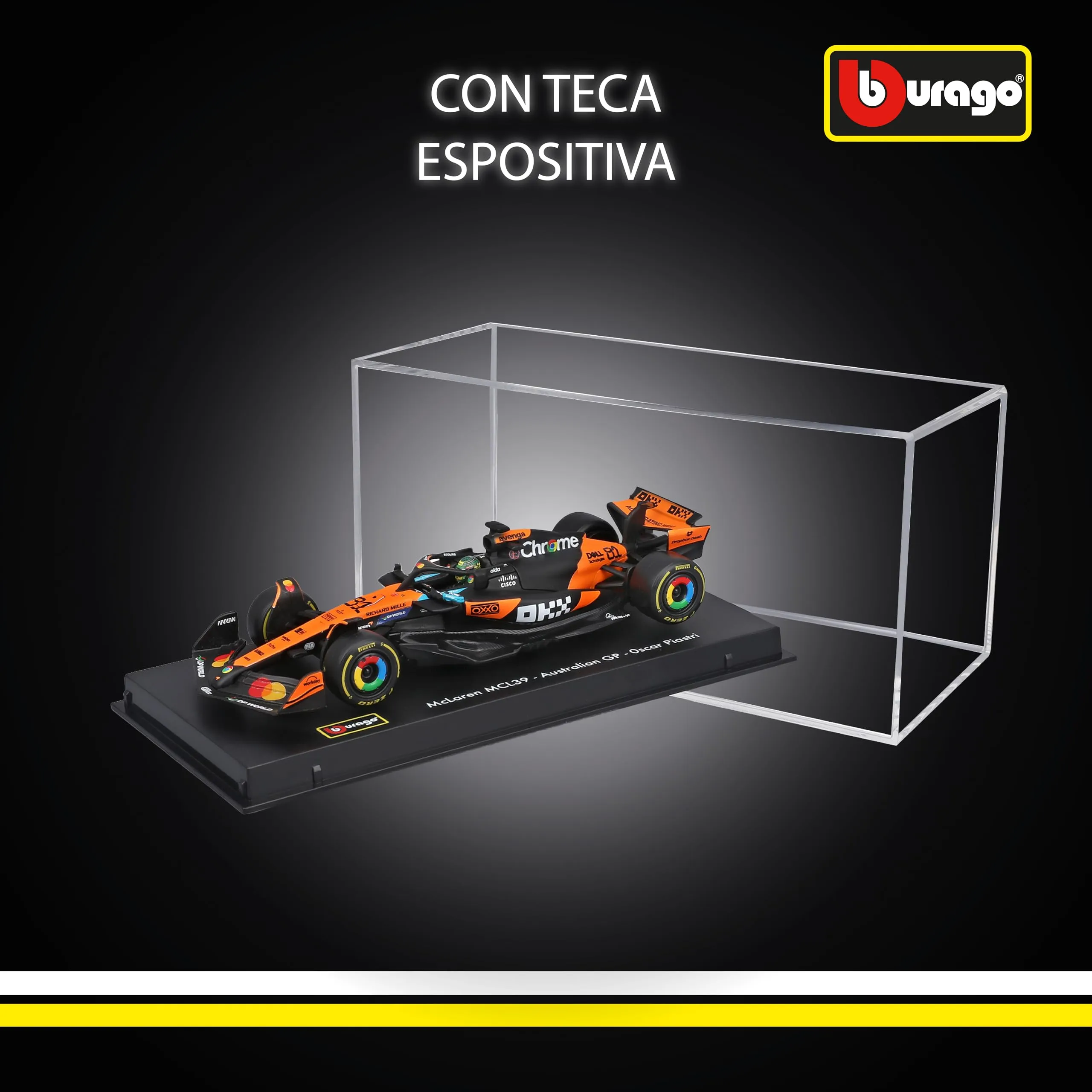 Bburago McLaren F1 MCL39 2025 #81 Piastri 1:43 Diecast Model with Display Case - immagine 6