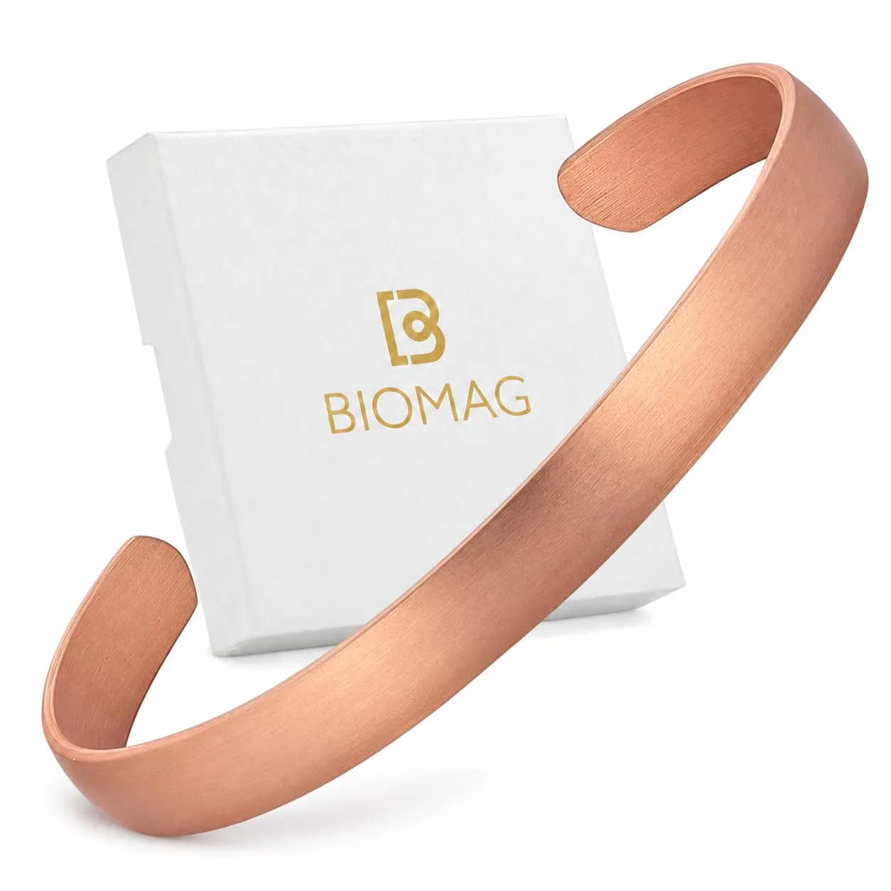 BioMag Braccialetto e Anello in Rame Puro, Bangle Tibetano Martellato Fatto a Mano, Medio, Rame - immagine 1