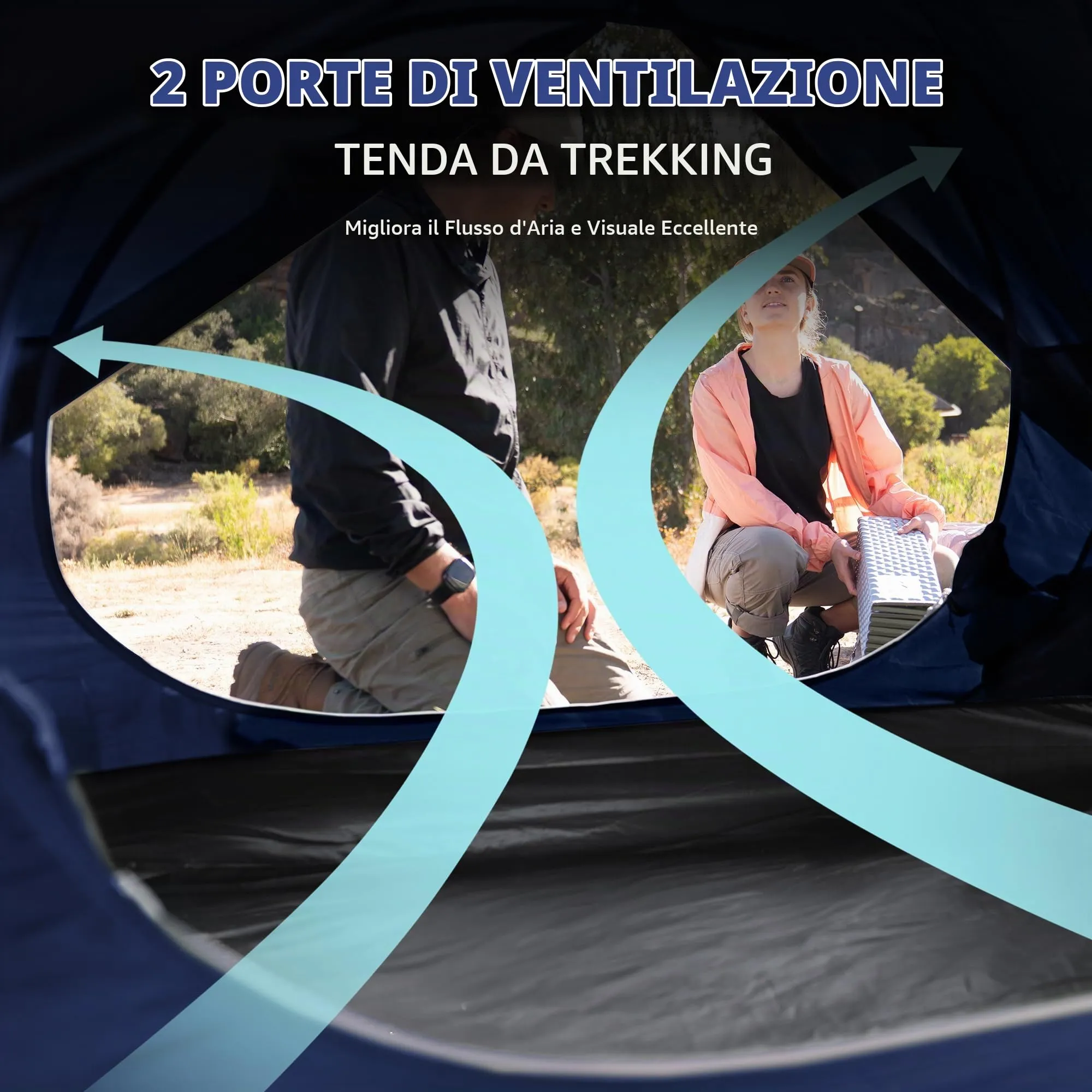 Naturehike Bleik Tenda a Cupola 2 Persone, Impermeabile 3000 mm, Blu - immagine 3