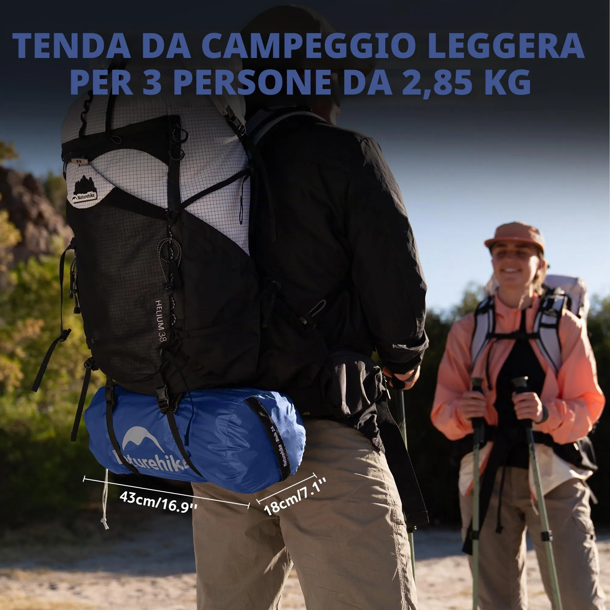 Naturehike Bleik Ultralight Tenda a Cupola per 2-3 Persone, Impermeabile 3000mm, Blu - immagine 2