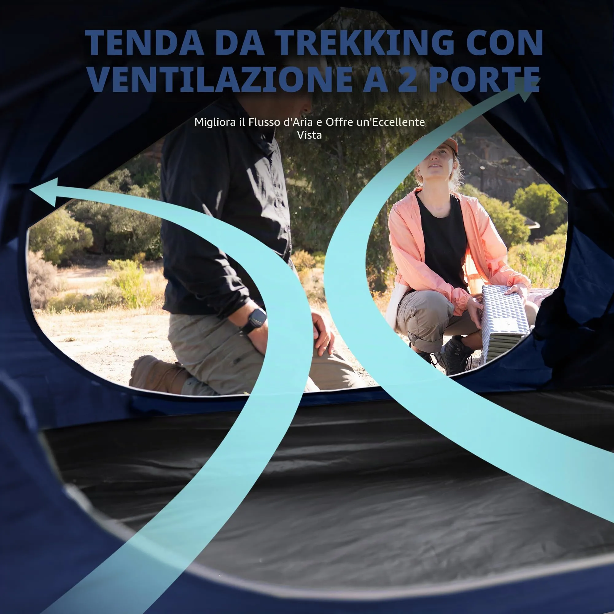 Naturehike Bleik Ultralight Tenda a Cupola per 2-3 Persone, Impermeabile 3000mm, Blu - immagine 3