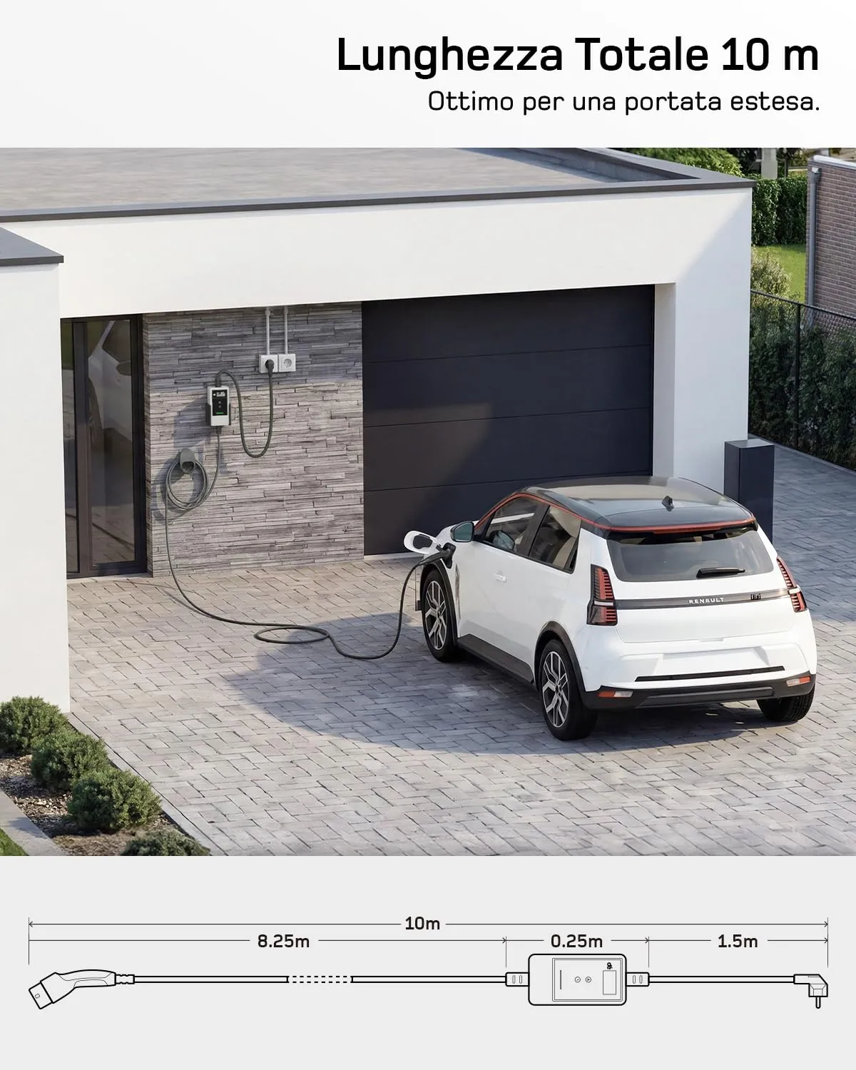 dé Carichino Colonnina Ricarica Auto Elettrica 3,7kW 10m 6-16A APP Schuko - immagine 6
