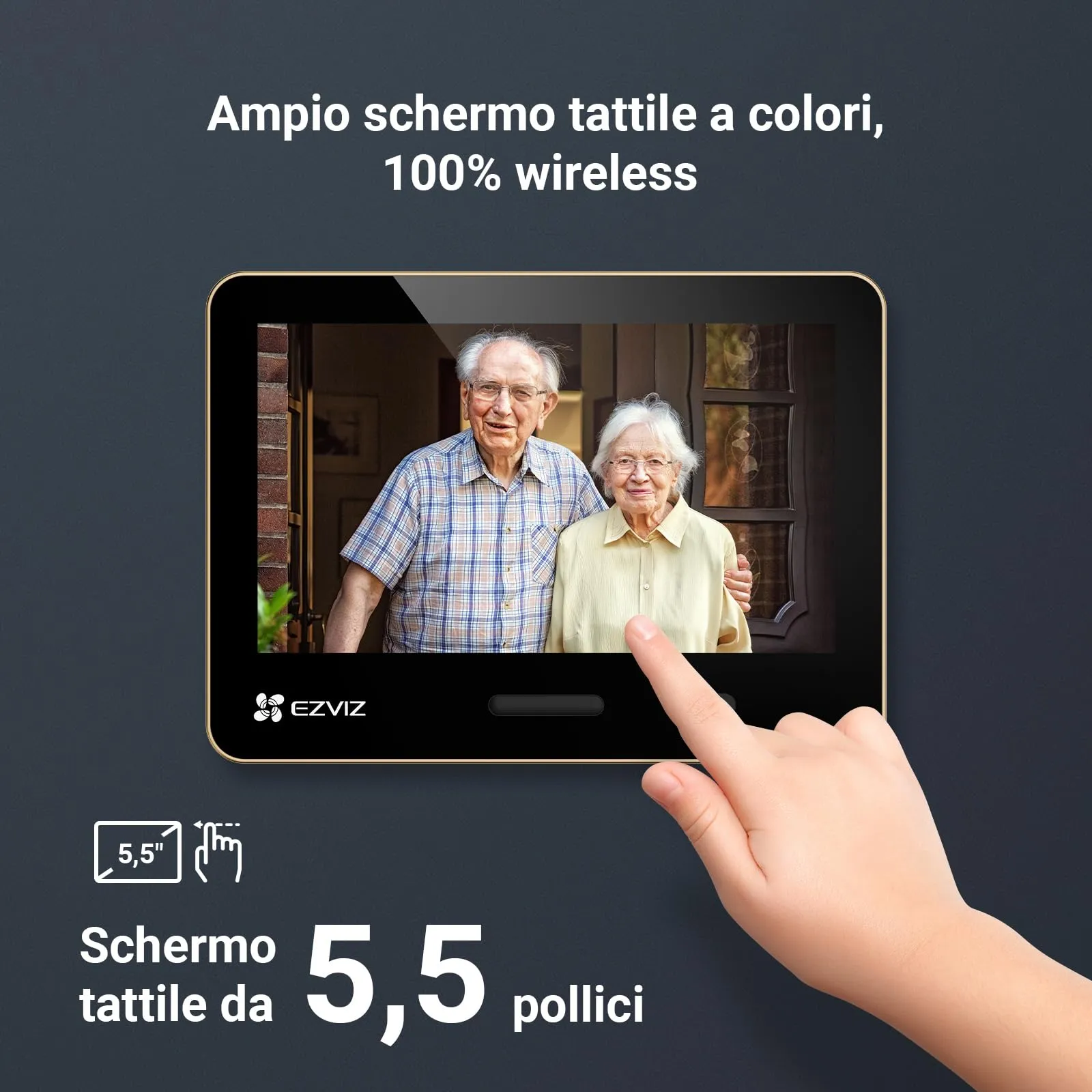 EZVIZ EP4 Spioncino Digitale WiFi 4K con Schermo Touch 5,5", Oro - immagine 3