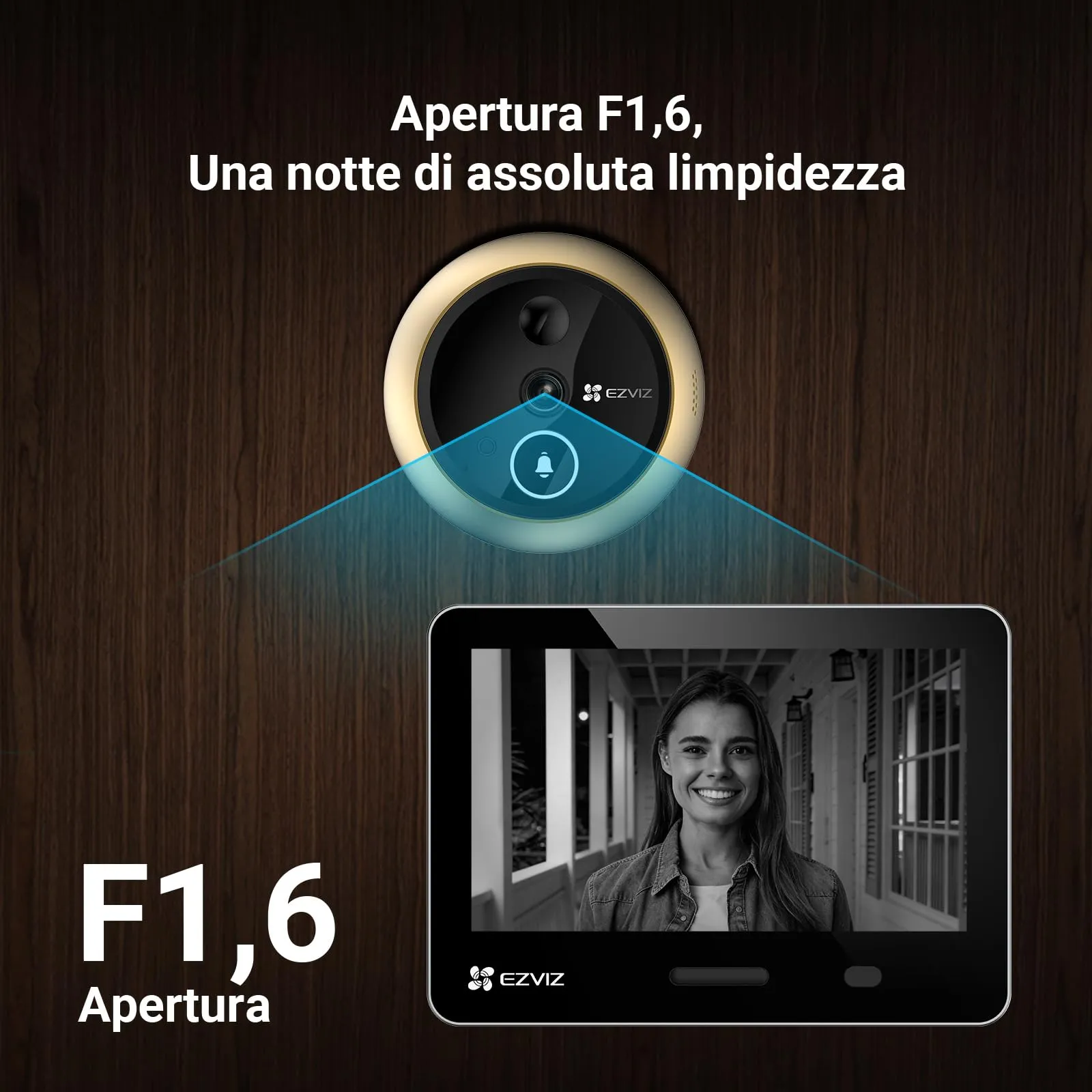 EZVIZ EP4 Spioncino Digitale WiFi 4K con Schermo Touch 5,5", Oro - immagine 7