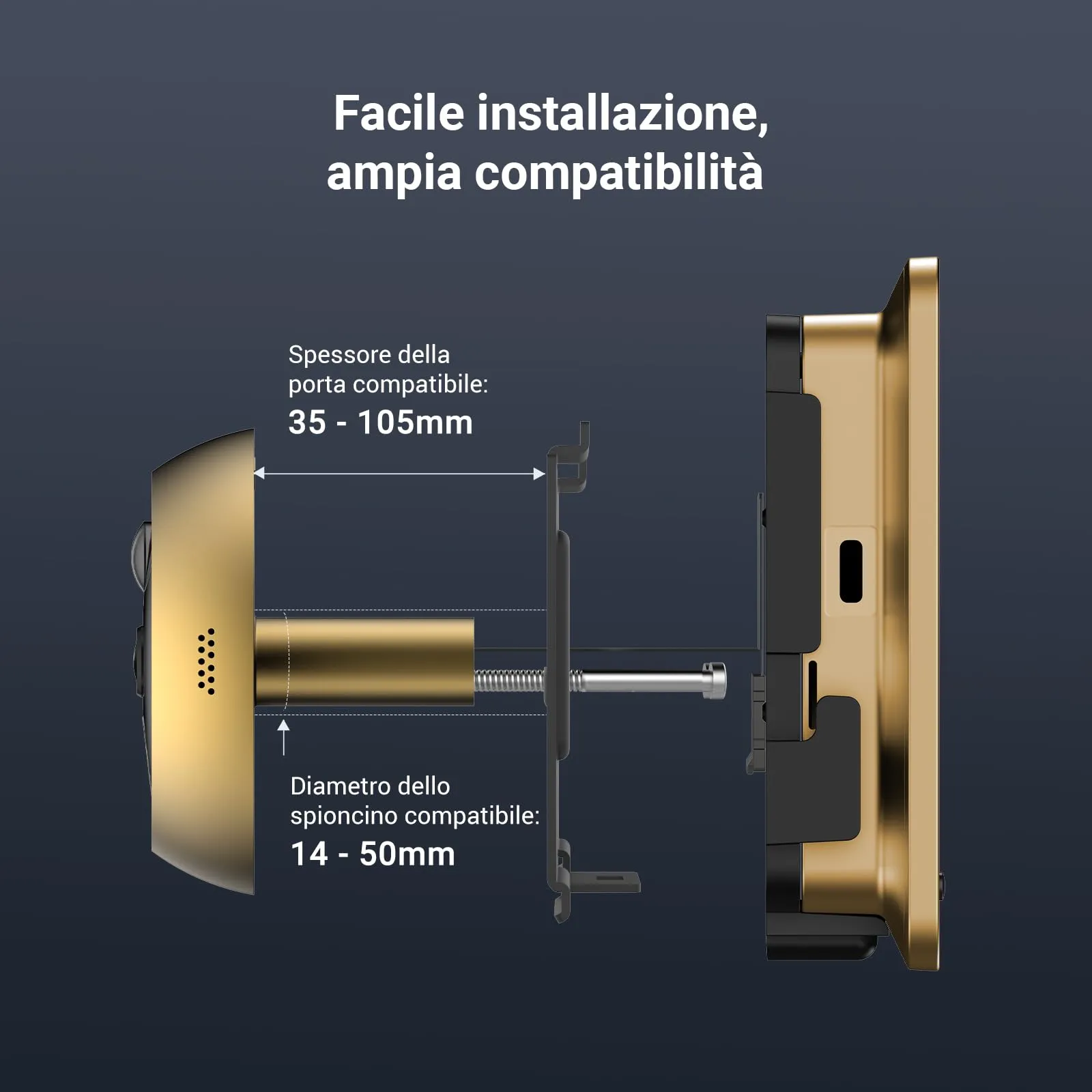 EZVIZ EP4 Spioncino Digitale WiFi 4K con Schermo Touch 5,5", Oro - immagine 11