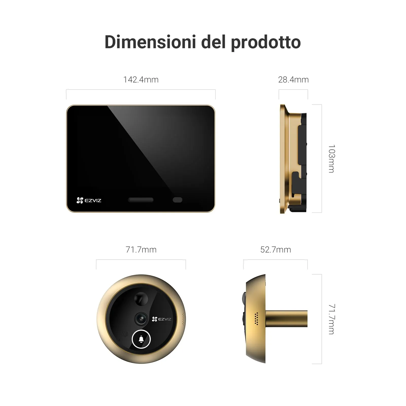 EZVIZ EP4 Spioncino Digitale WiFi 4K con Schermo Touch 5,5", Oro - immagine 12